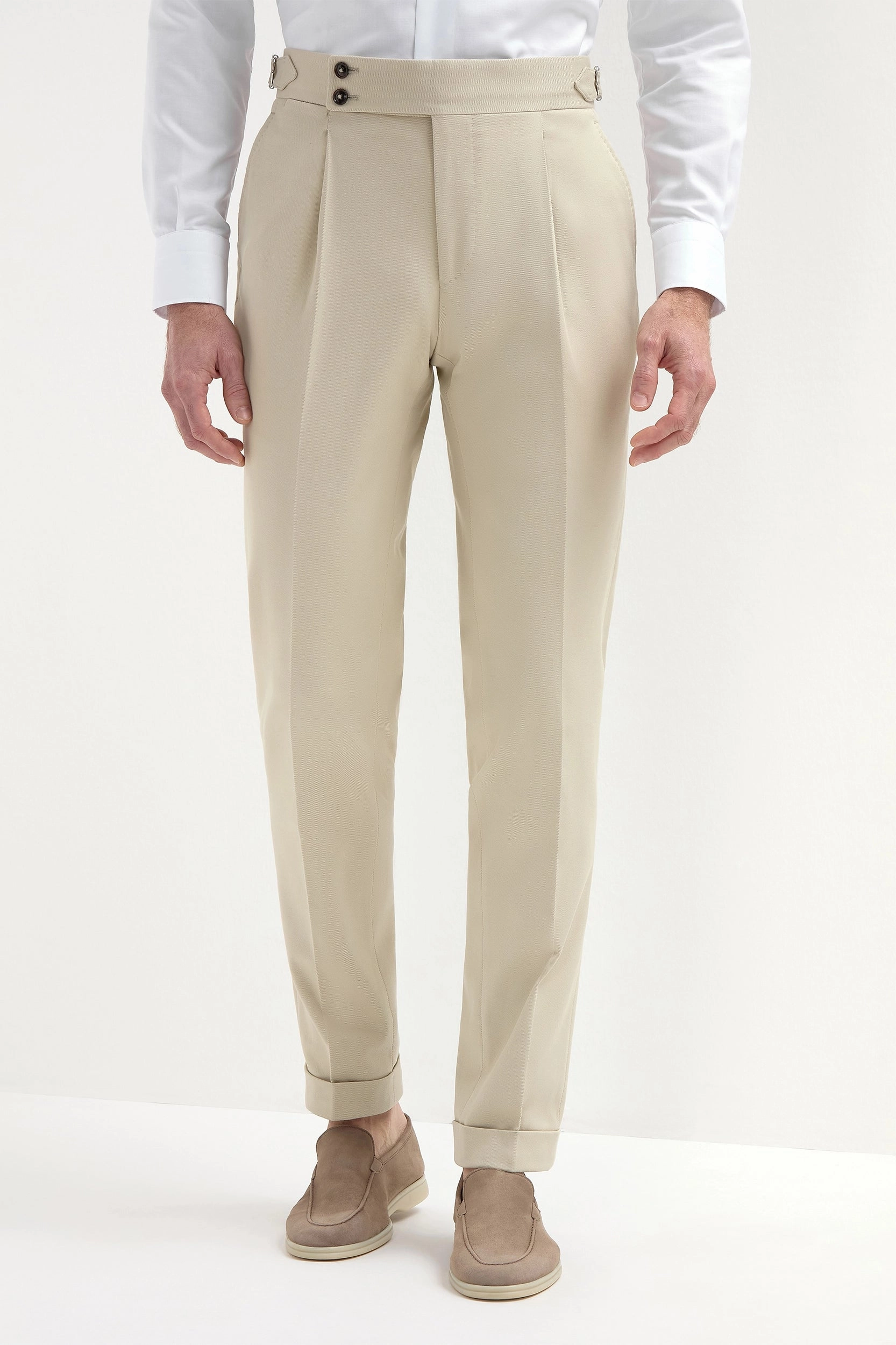 Beige cotton Soragna trousers - Made in Italy Snug Fit