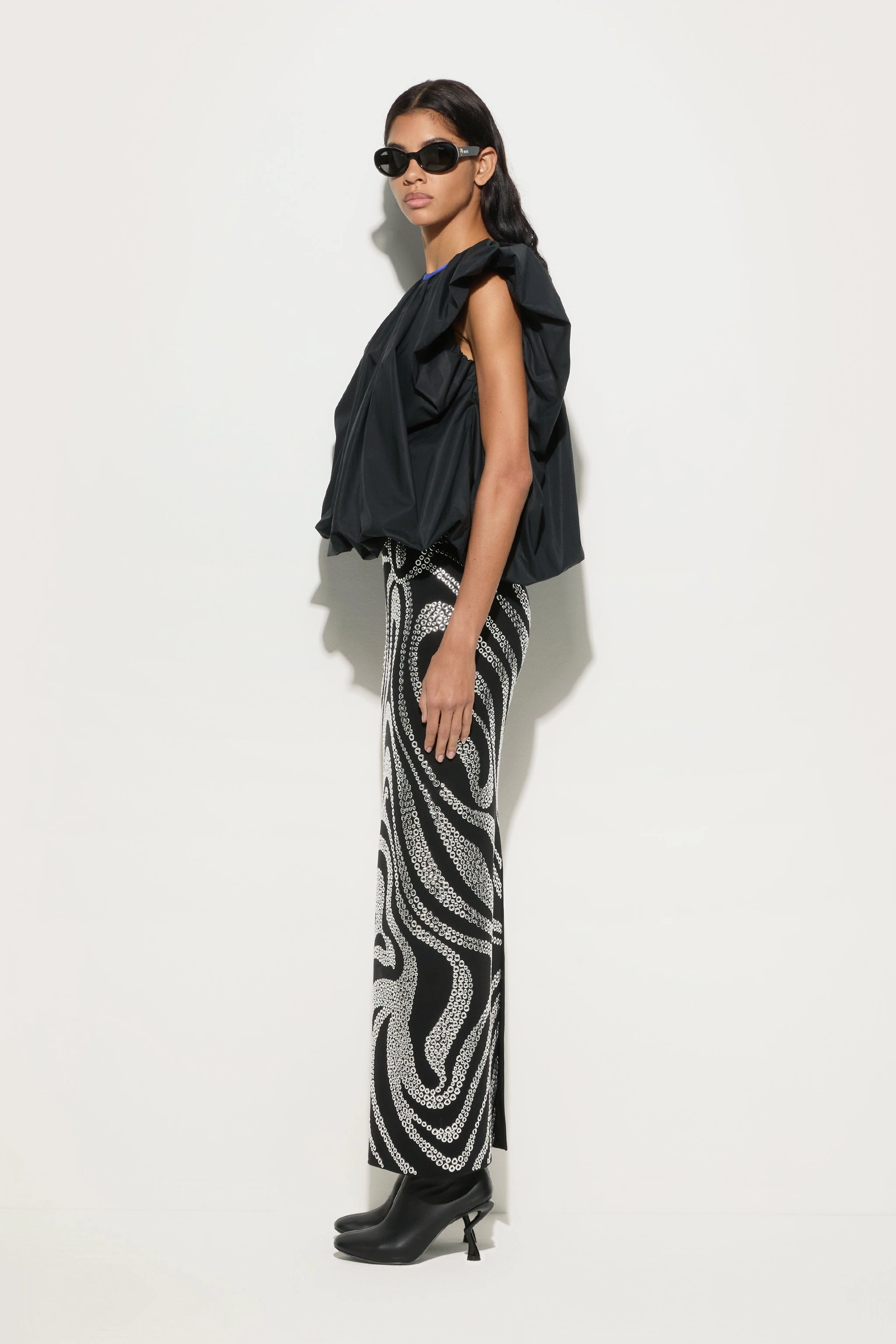 Runway Ready Smooth Cut High Waist Embroidered Skirt