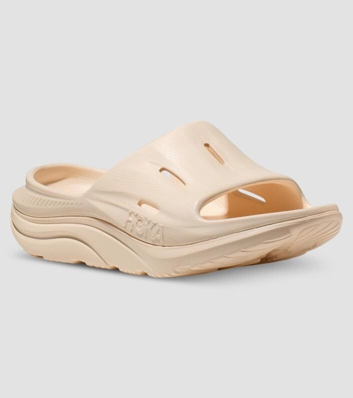 Hoka One One Ora Recovery Slide 3 1135061-VLV Unisex Cream Slip On Sandals ASM85 (Beige,W13-M11) Cork Footbed