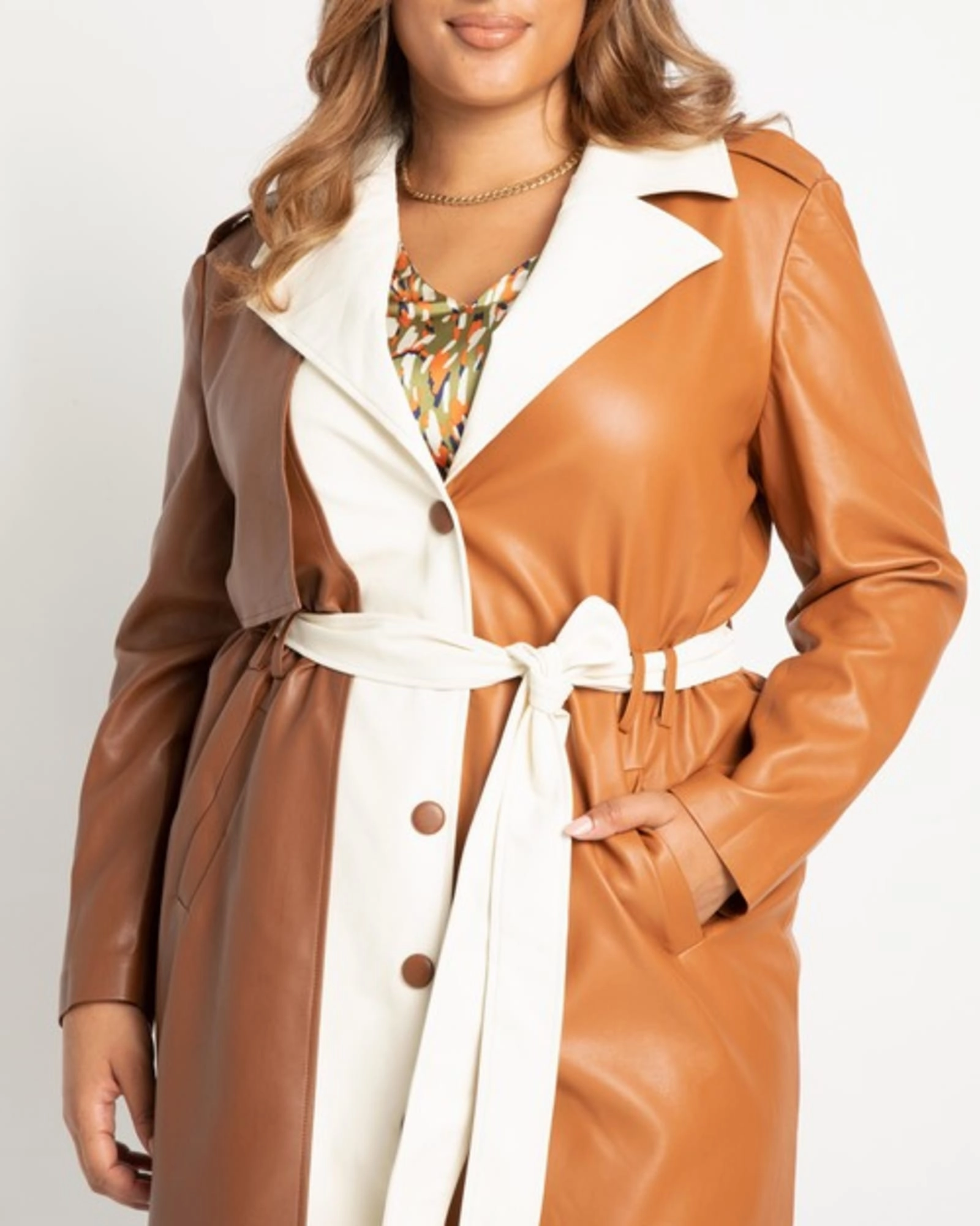 Luggage Work Layer Hazel Faux Leather Trench | Horse   Pristine   Caramel Cafe
