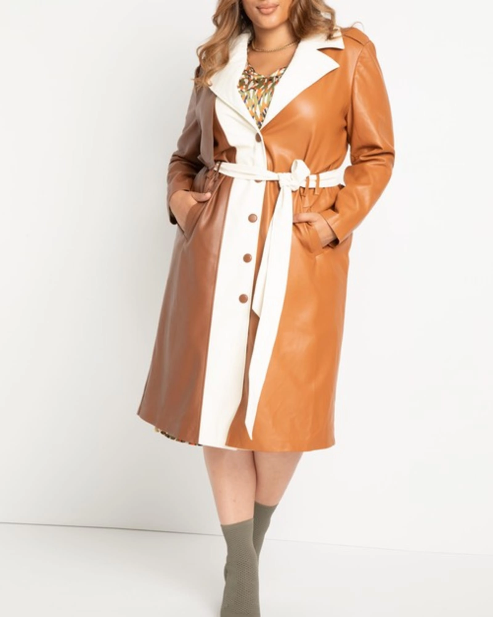 Hazel Faux Leather Trench | Horse   Pristine   Caramel Cafe Condition