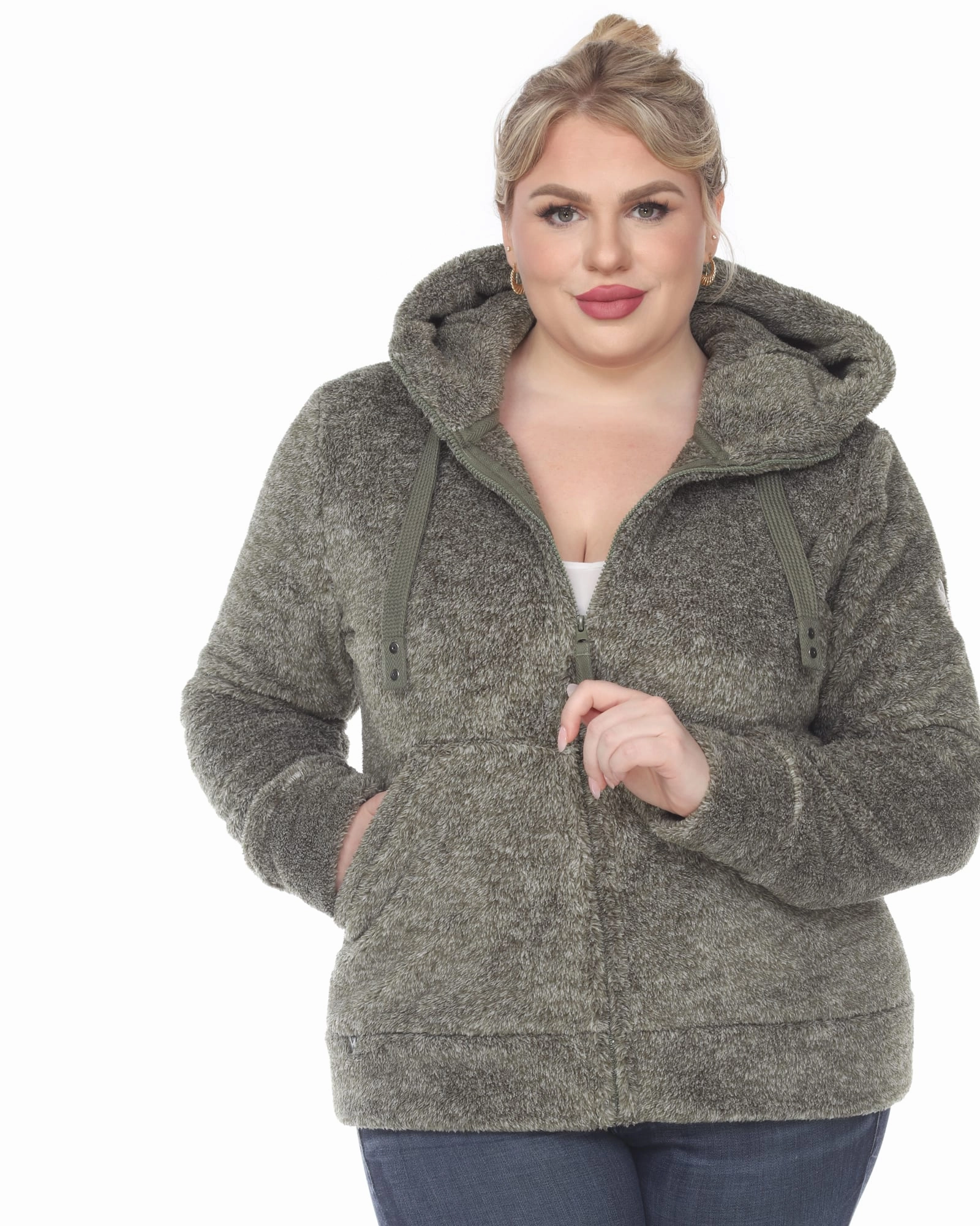 Layer Focused library Hooded Sherpa Jacket | Olive