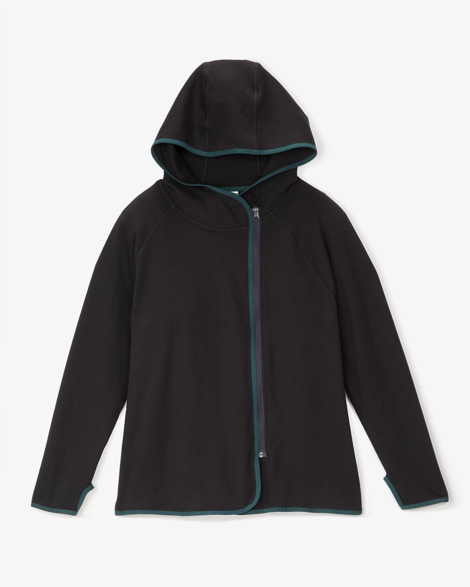 Emory Hooded Jacket | Black / Forest Green Zippered Pocket Design solo travel