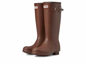 Hunter Original Classic Rain Boots Kids Brown Knee High Round Toe JOBB657 Date Ready Eco Material Nature Lover