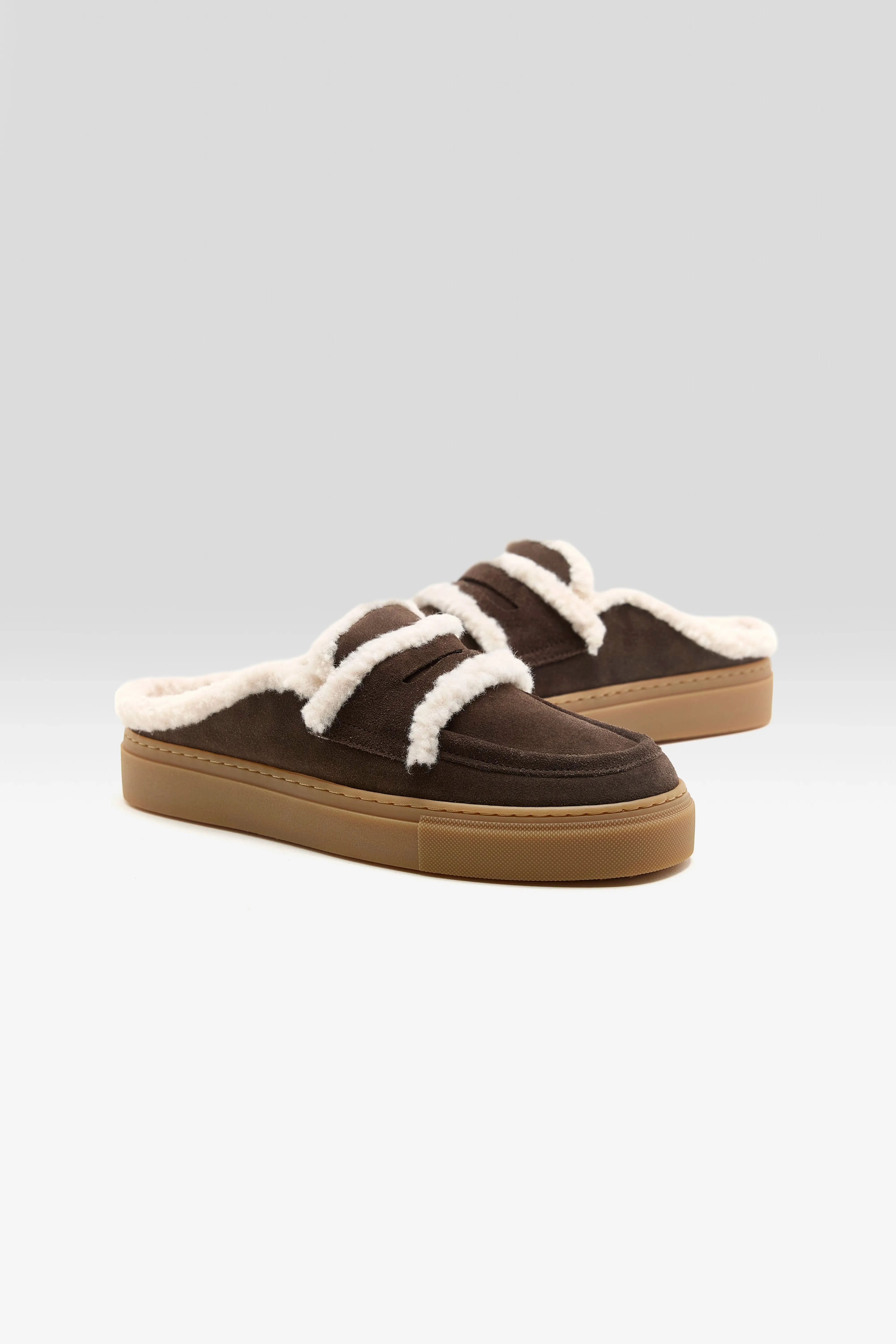 Cozy Stepper Wool Mules (252 / W / BROWN)