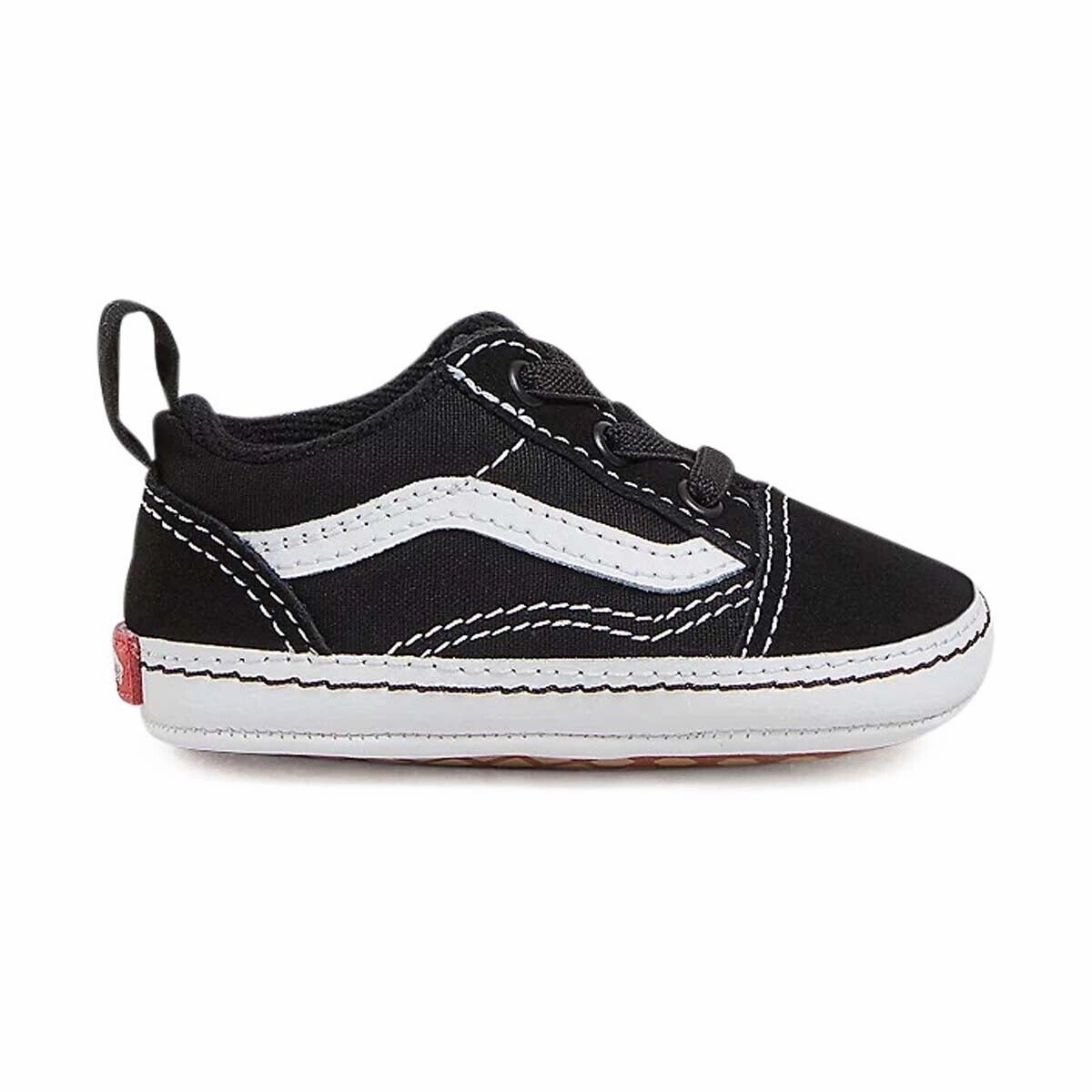 Infant Old Skool 'Black/White' Crib Shoe High Glow Eco Fiber