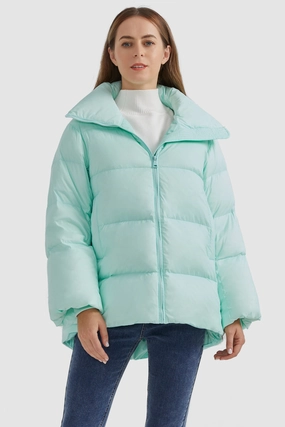 Zipper Front Puffer Down Coat Modern Street UV Protection