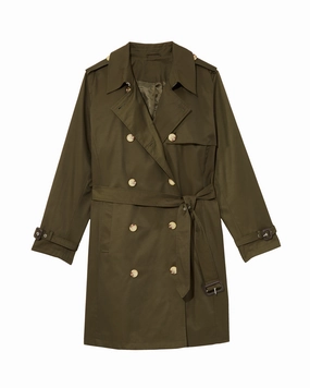 Sumac Double Breasted Trench Coat | Olive Green Noise Free Material Windproof Barrier Design