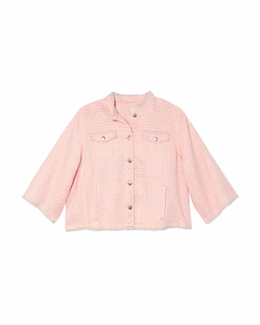 Kela Crop Tweed Jacket | Pink Stretchable Material train journey