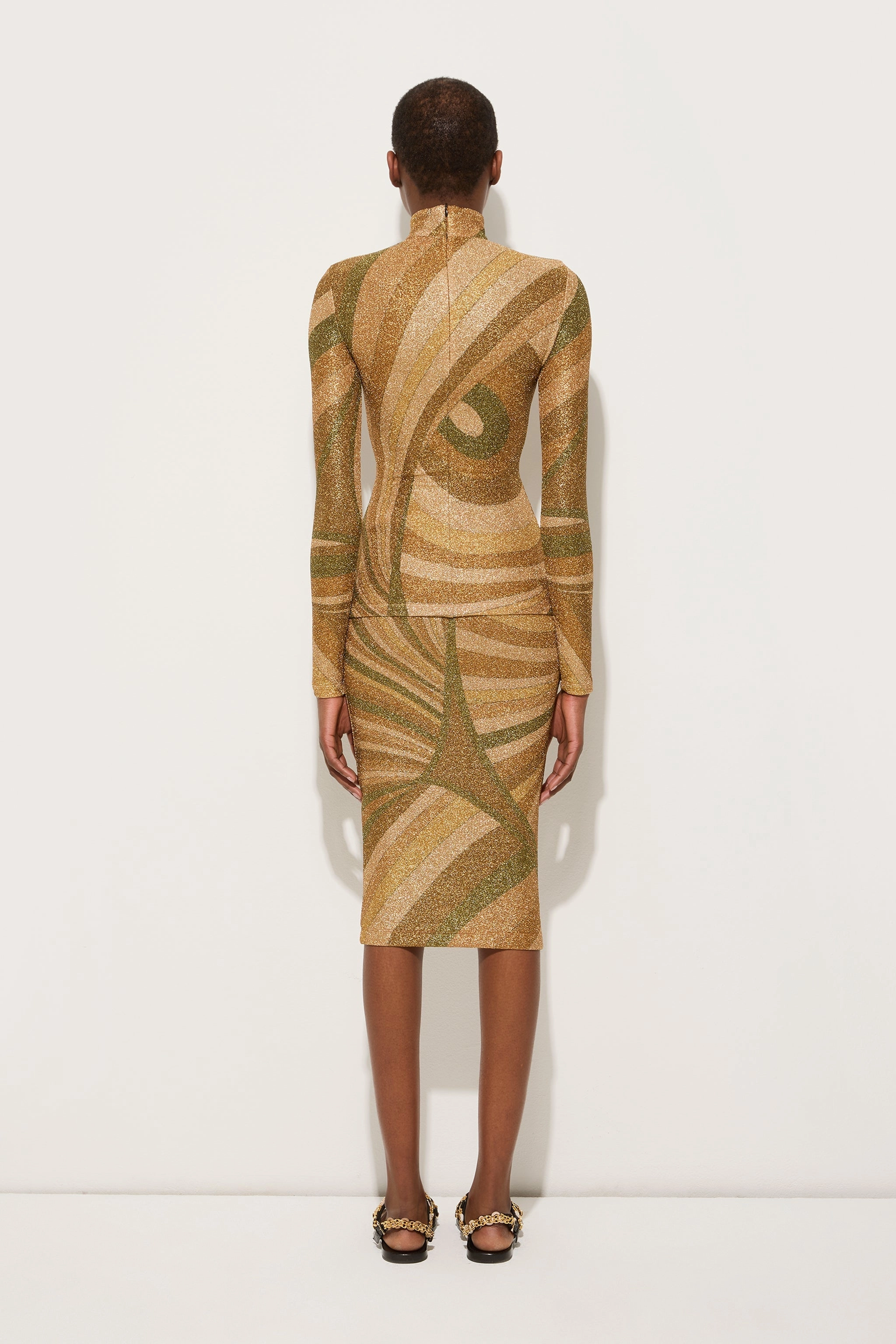 Everyday Line Iride Print Lam?? Jersey Midi Skirt