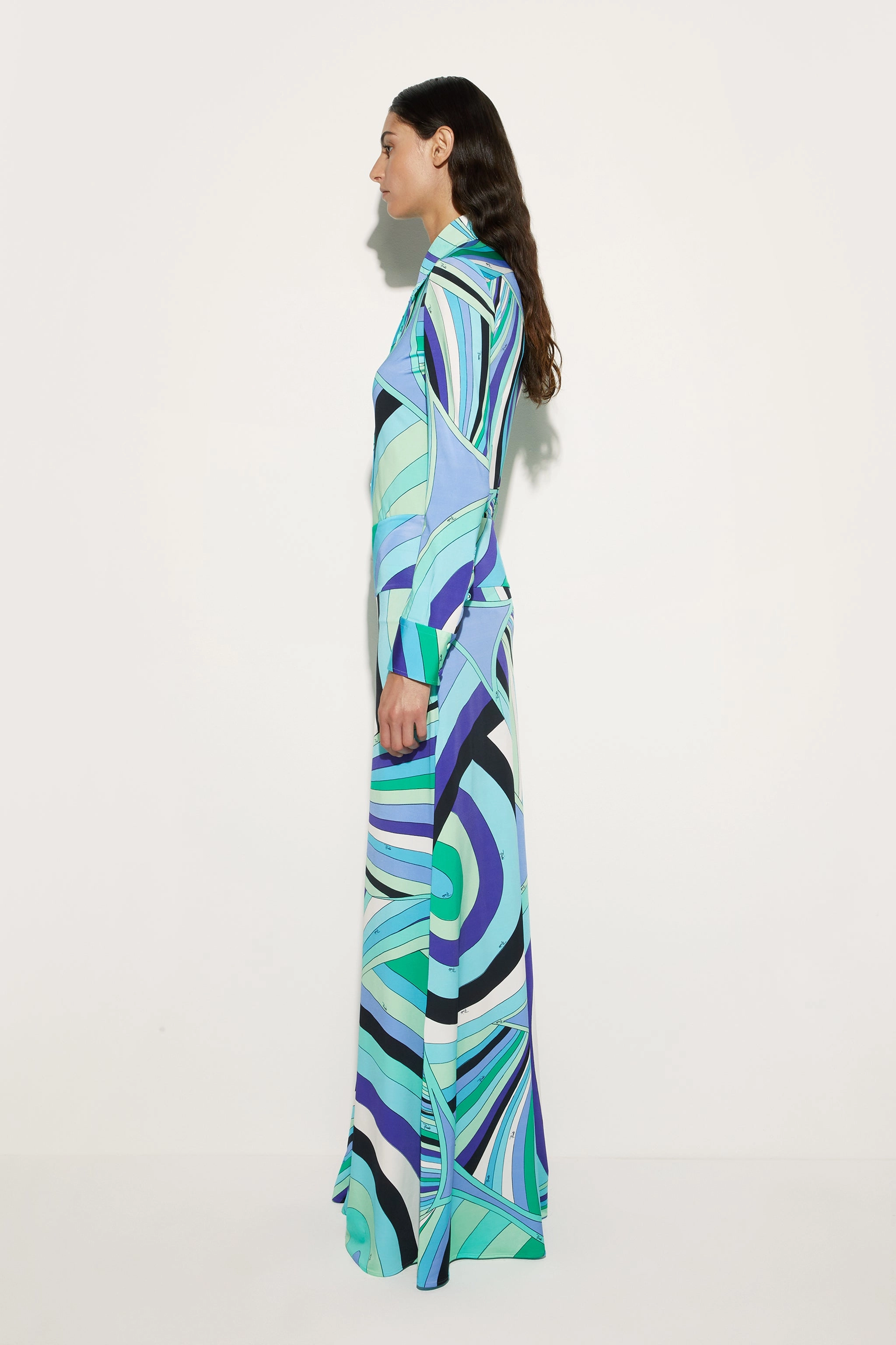 Durable Stitching Laidback Mood Iride Print Long Skirt