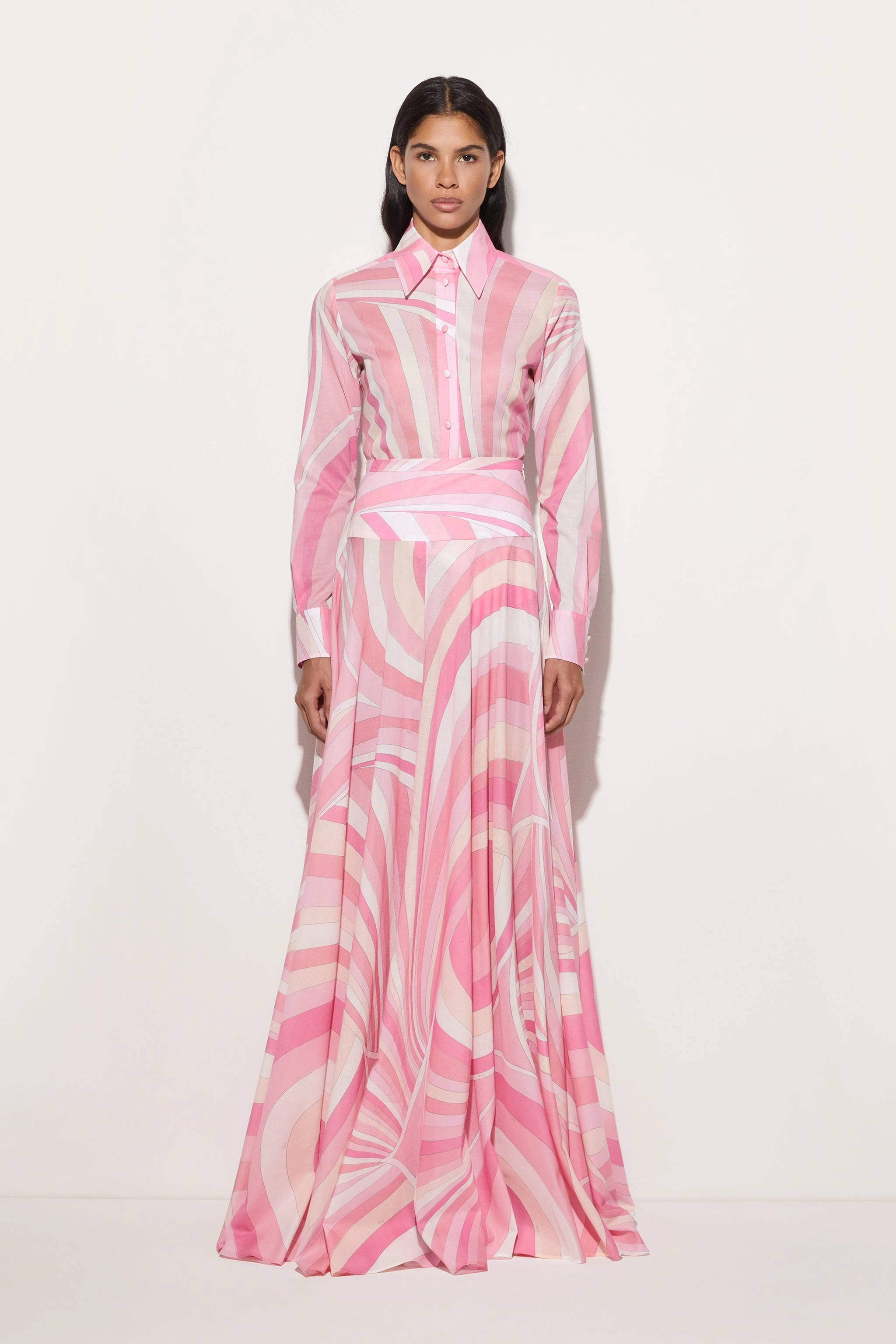 Stretchy Iride Print Long Skirt