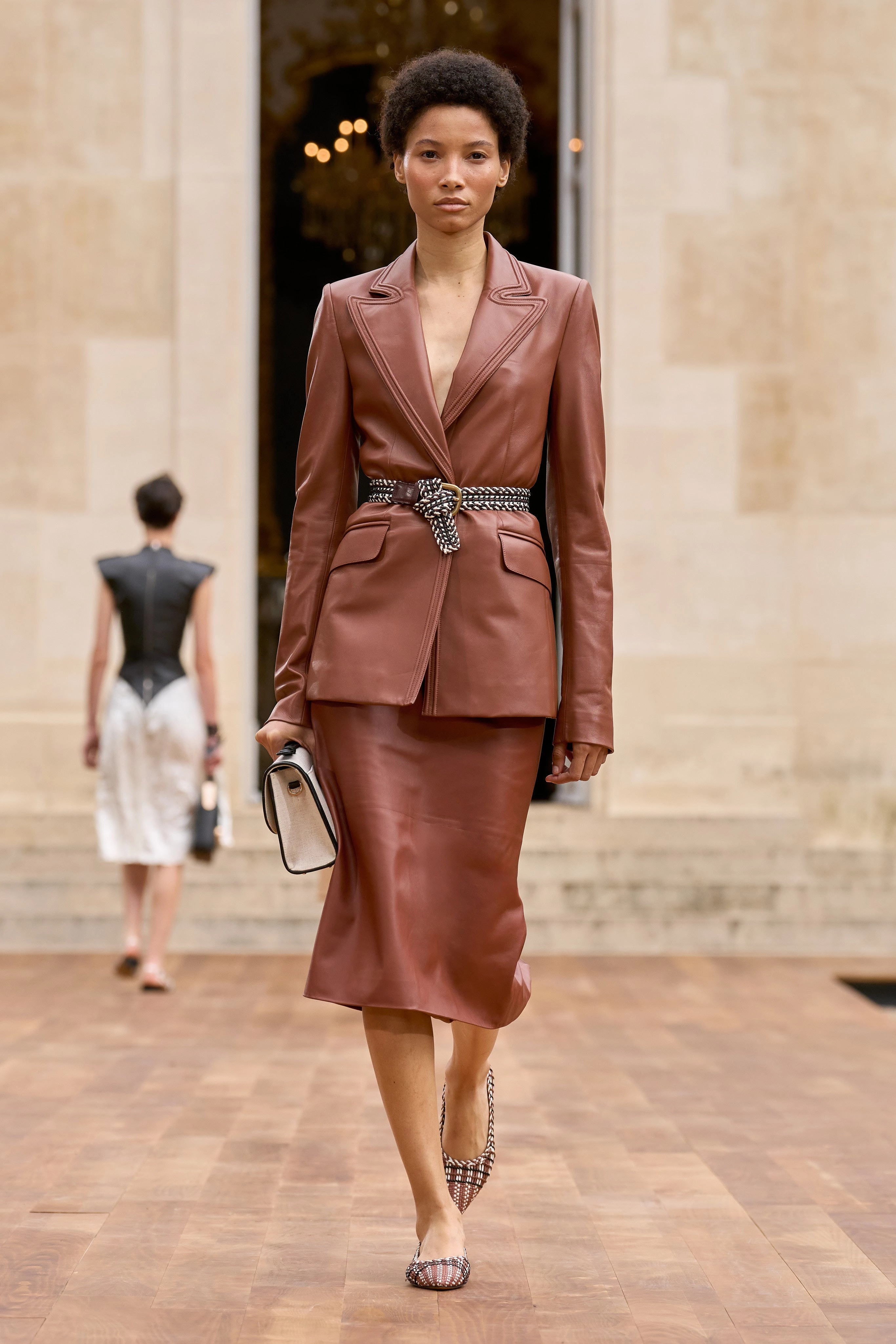 Isara Blazer in Cognac Nappa Leather Contemporary Style Business Design