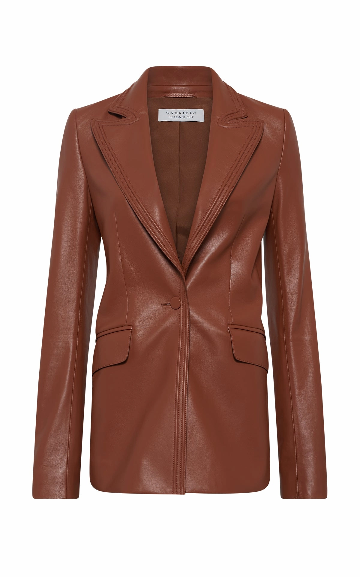 Isara Blazer in Cognac Nappa Leather Sleek Fit