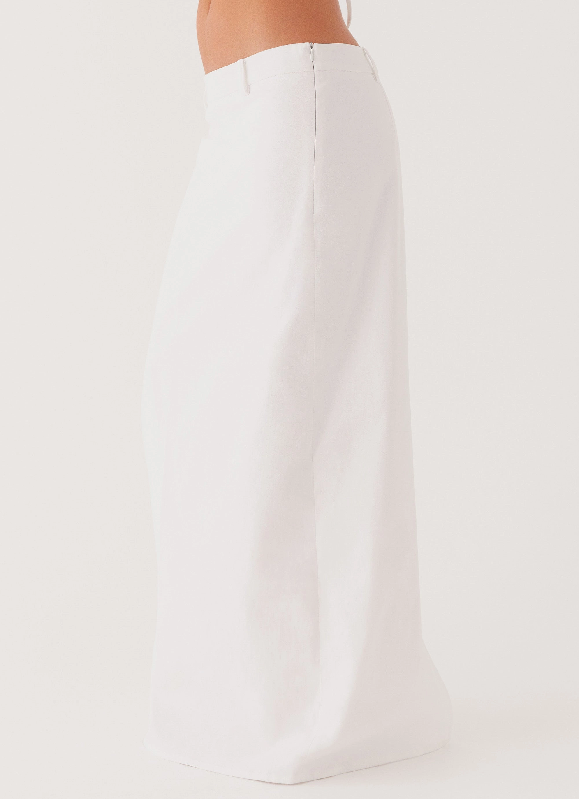 Laser cut Hidden Zipper Jaslyn Maxi Skirt - White