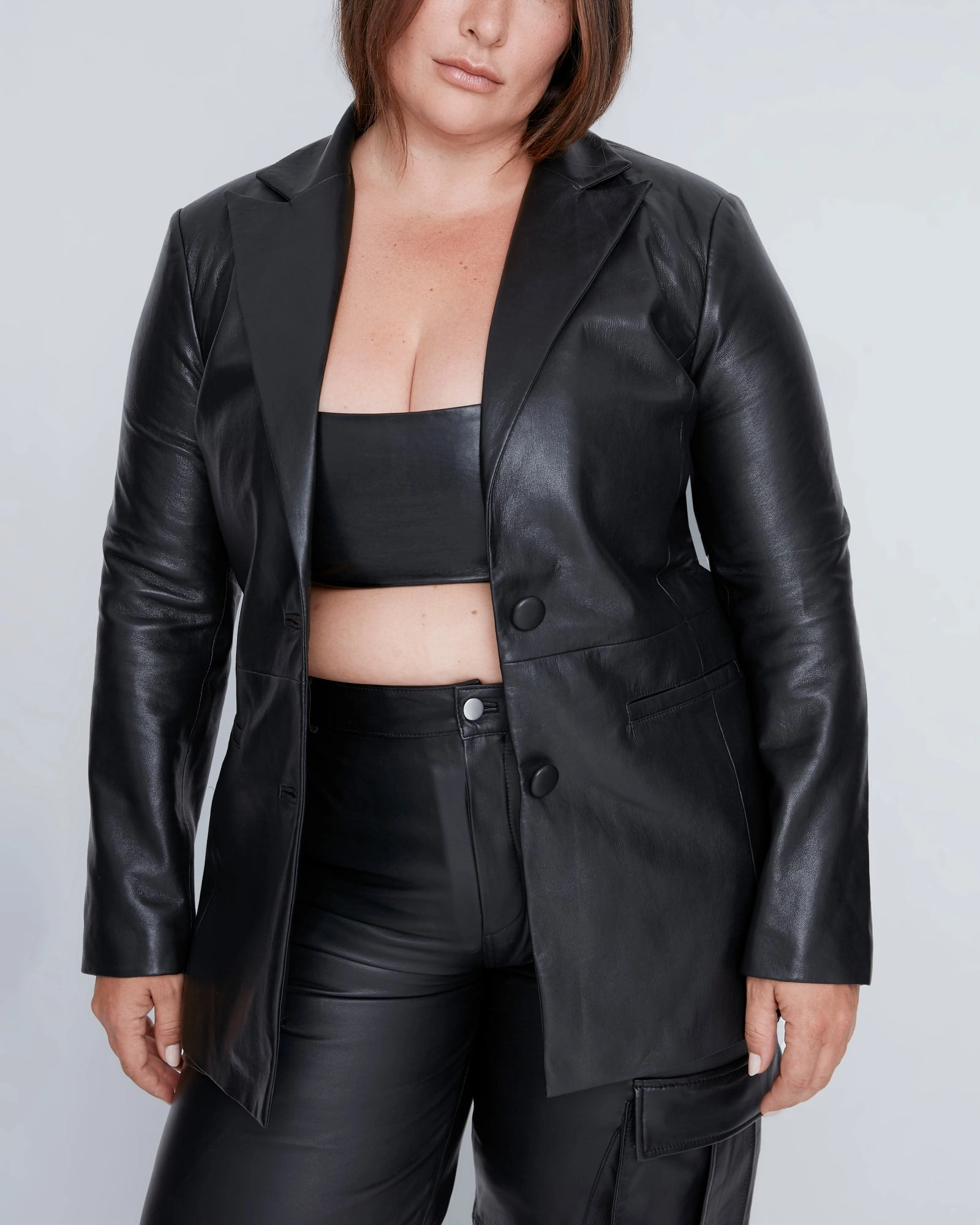 JORDAN RECYCLED LEATHER BLAZER | Black Reinforced Seams Chill Layer