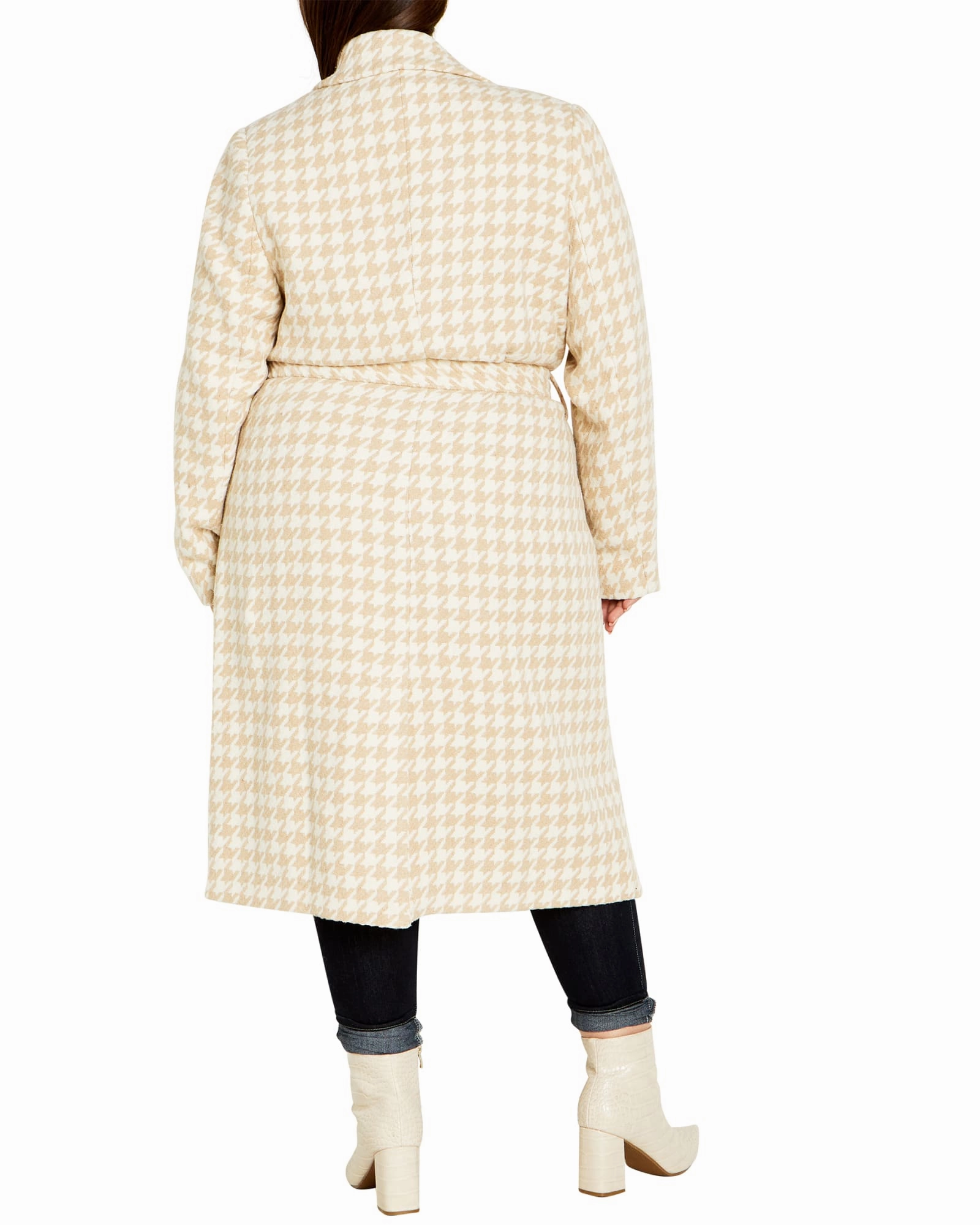 Julissa Houndstooth Coat | Cream Houndstooth Sleek Design