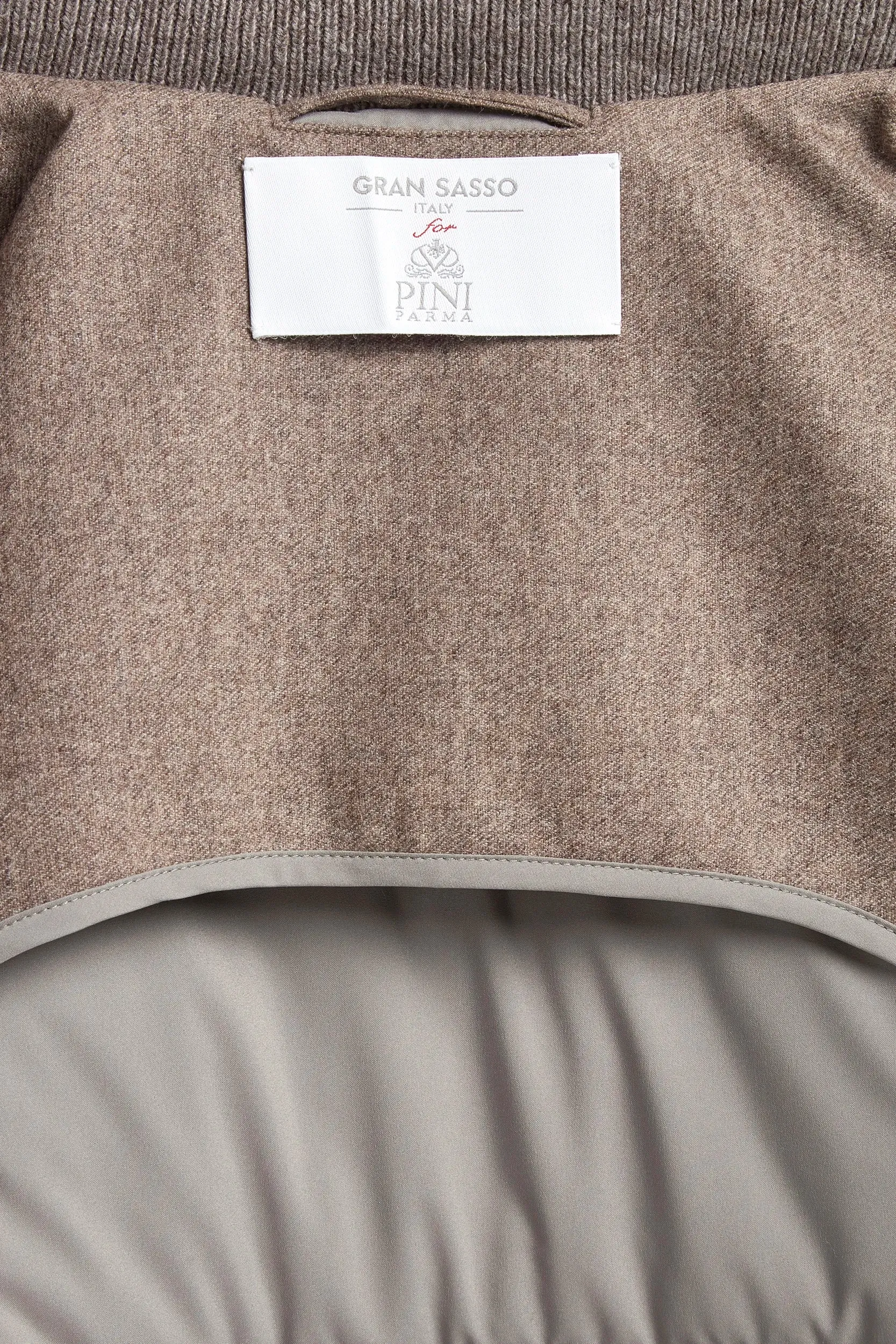 Taupe flannel and knit hooded jacket - Made in Italy Seamless Welded Construction