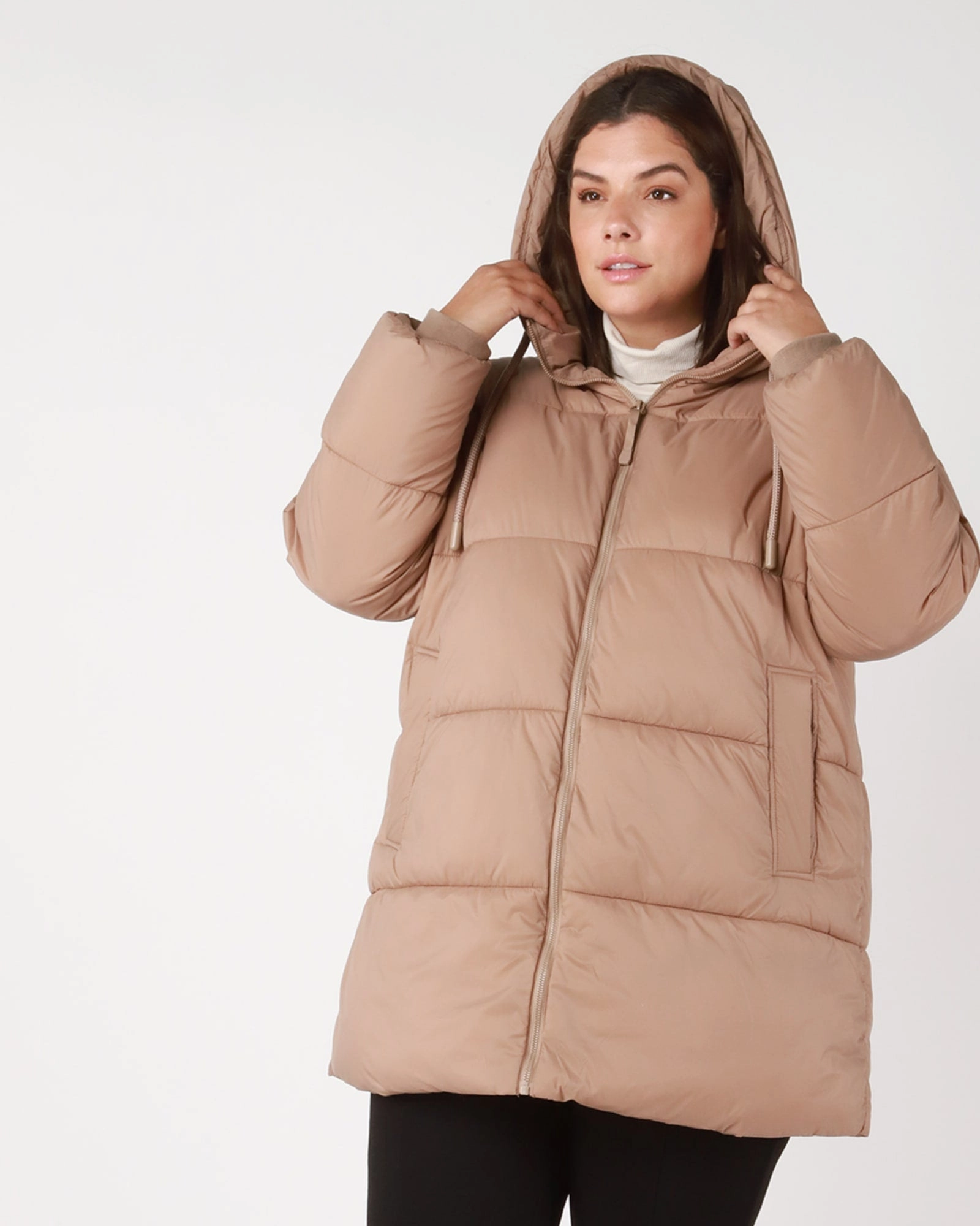 Backpack friendly Kaiya Hooded Puffer | Beige
