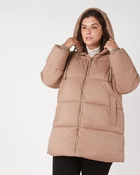 Minimize Active Lifestyle Kaiya Hooded Puffer | Beige
