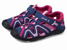 Brunch Walk Kamik Kick Sandals Kids Navy Pink Leather Waterproof Adjustable Strap JOBB2107