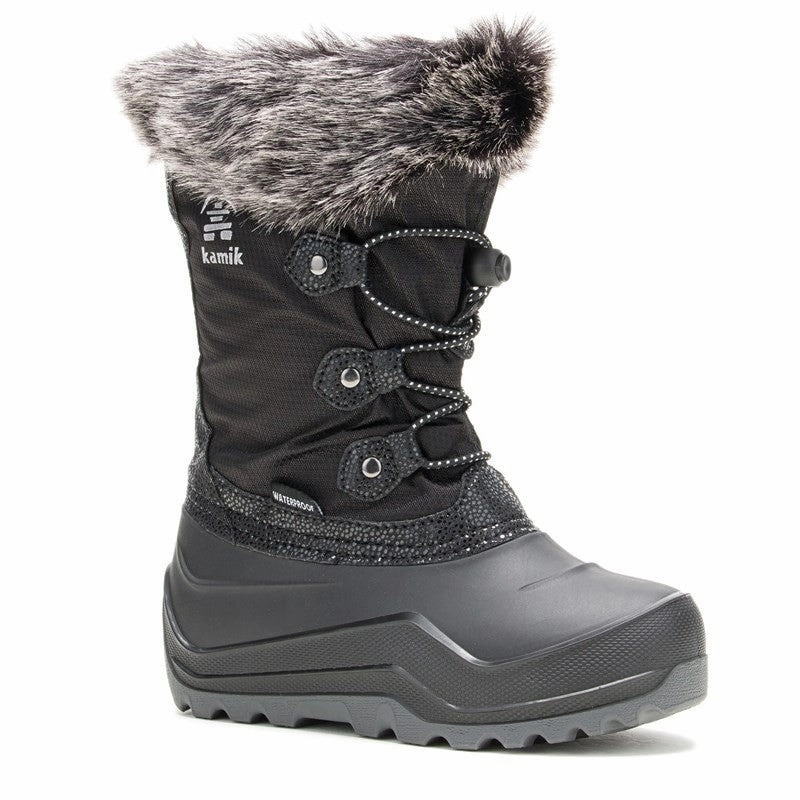 Dynamic Flex Zones Comfortable interior Kamik Powdery NF8421-BLK Kids Black Waterproof Winter Boots JOBB1916