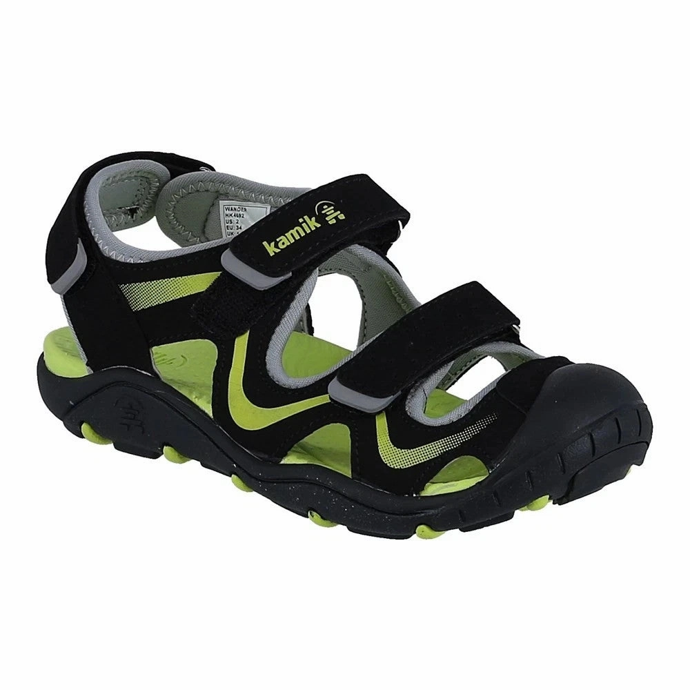 Kamik Wander HK4692-BLM Sandal Kids Black Waterproof Adjustable Strap JOBB1689 Comfortable Footwear for Beach Quick Drying Lining