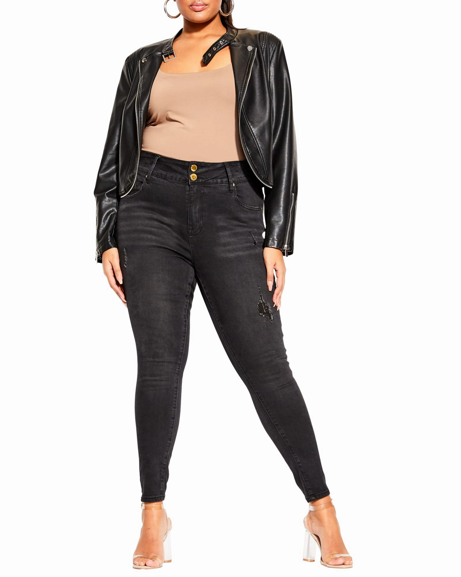 Barrier Seam Construction Abrasion Resistant Fabric Katie Cropped Biker Jacket | Black