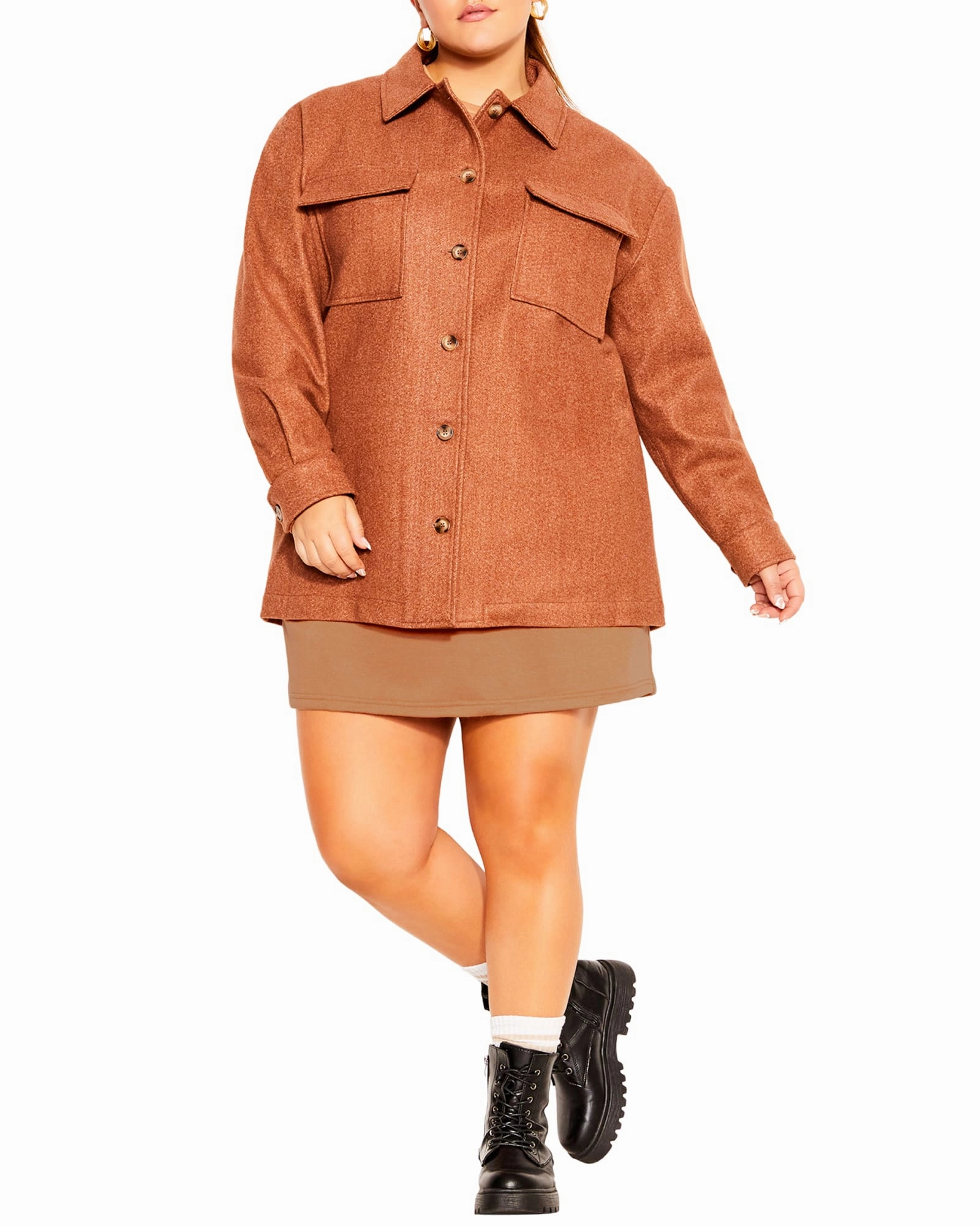 All Weather Versatility Smooth Zipper Action Kendall Lounger Shacket | Biscuit