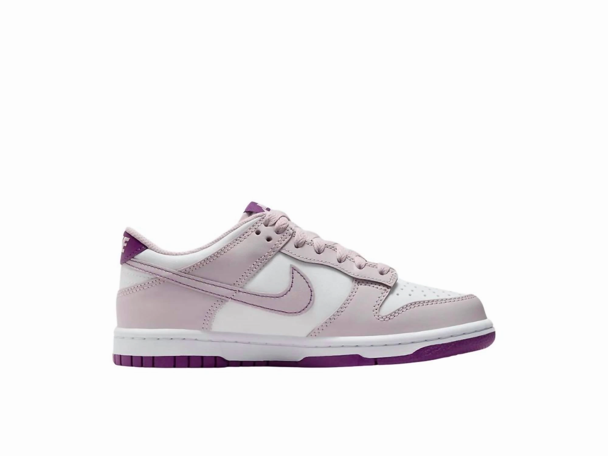 Flex Comfort Kids Dunk Low Shoes In White/viotech-Platinum Violet