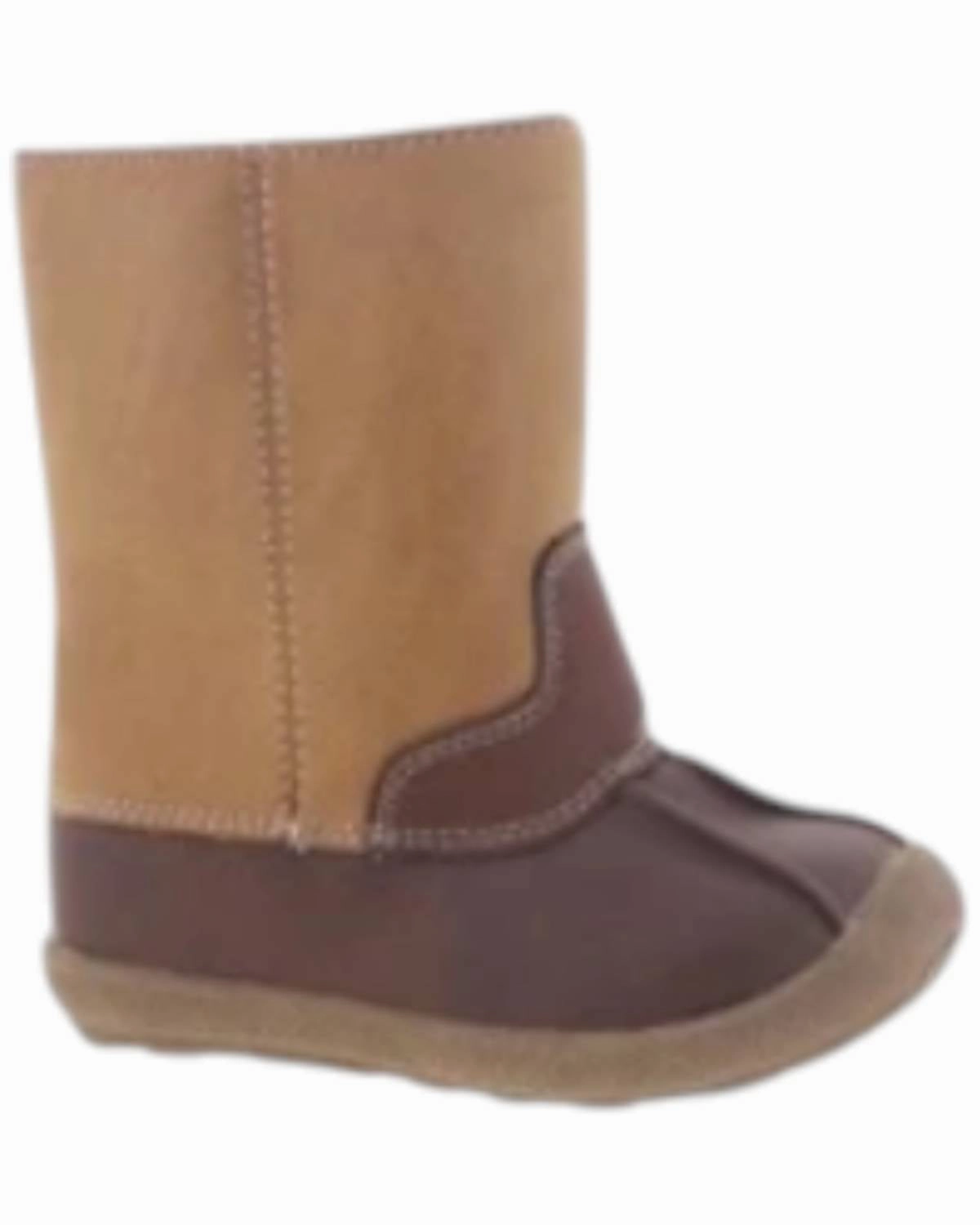 Comfortable Heel Kids Luggage Duck Boots In Tan