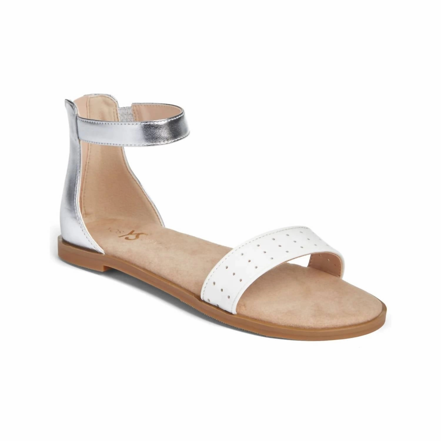 Kids Miss Cambelle Sandal In White & Silver Minimal Weight Earth Hue