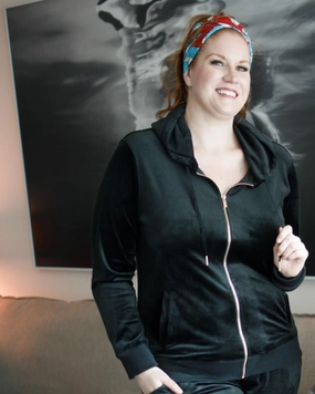 Quick Dry Technology Kimberly Velour Track Jacket | Black / Purple