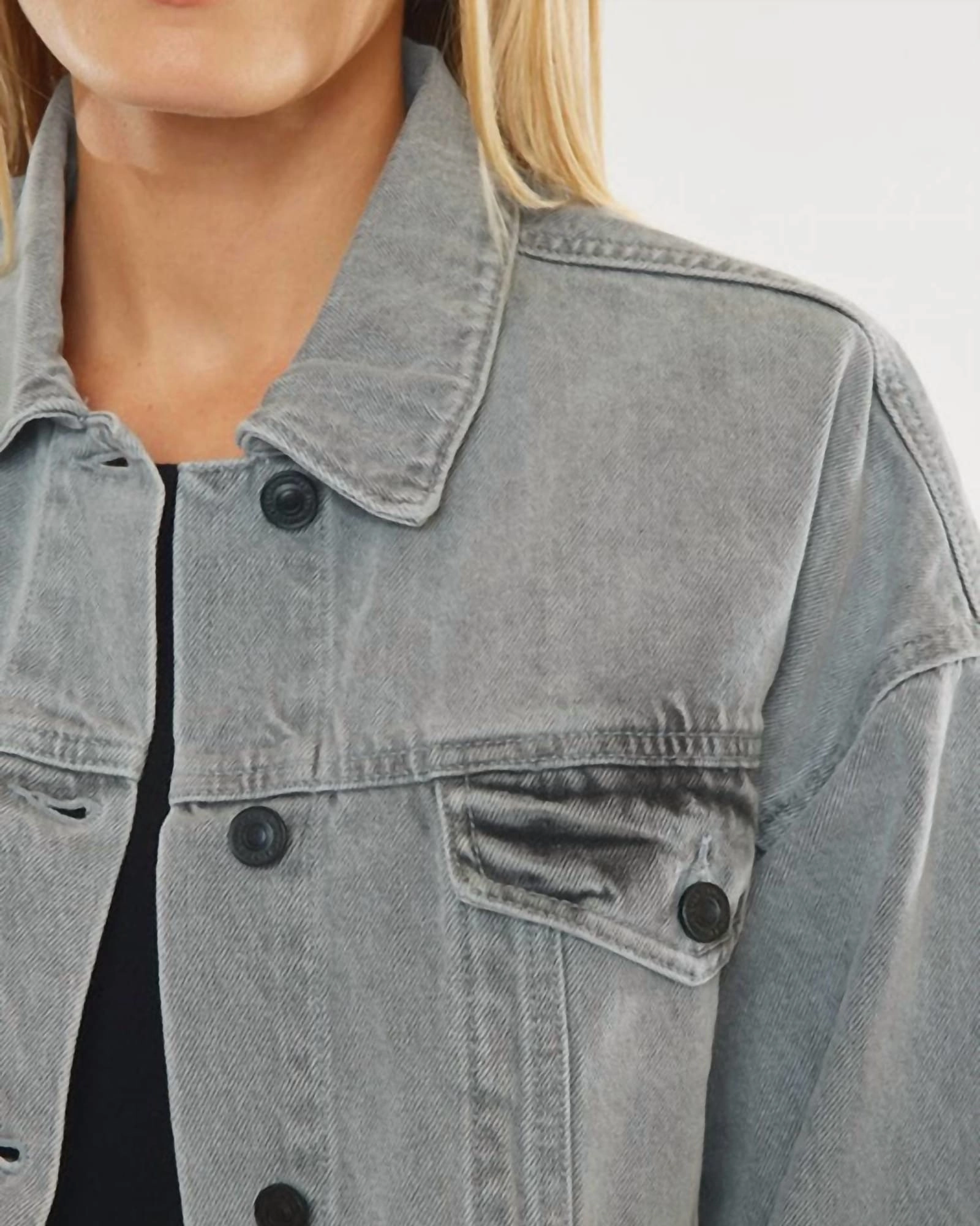 Kit Oversized Denim Jacket in Gray | Gray Oppose