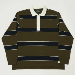 Classic Cut Knickerbocker 'McCarren' Stripe Rugby Shirt - Black/Olive
