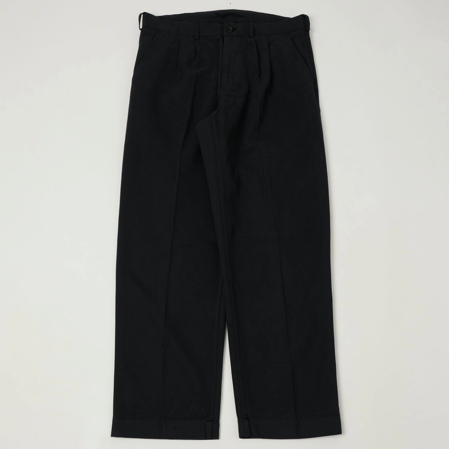 Knickerbocker Canal Pleated Twill Cotton Pant - Black Street Utility
