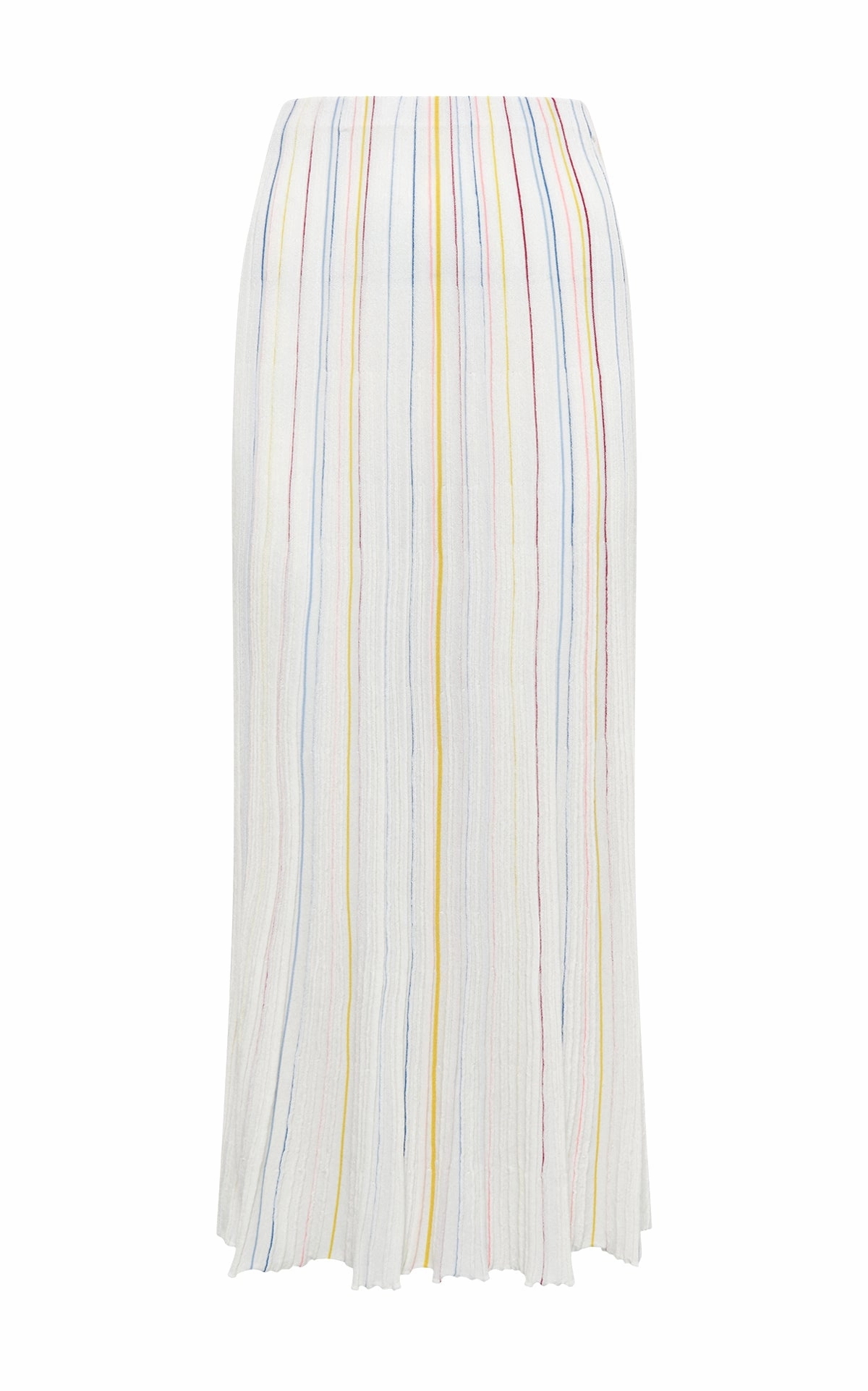 Satin feel Celeano Pinstripe Knit Midi Skirt in Ivory Multi Merino Wool