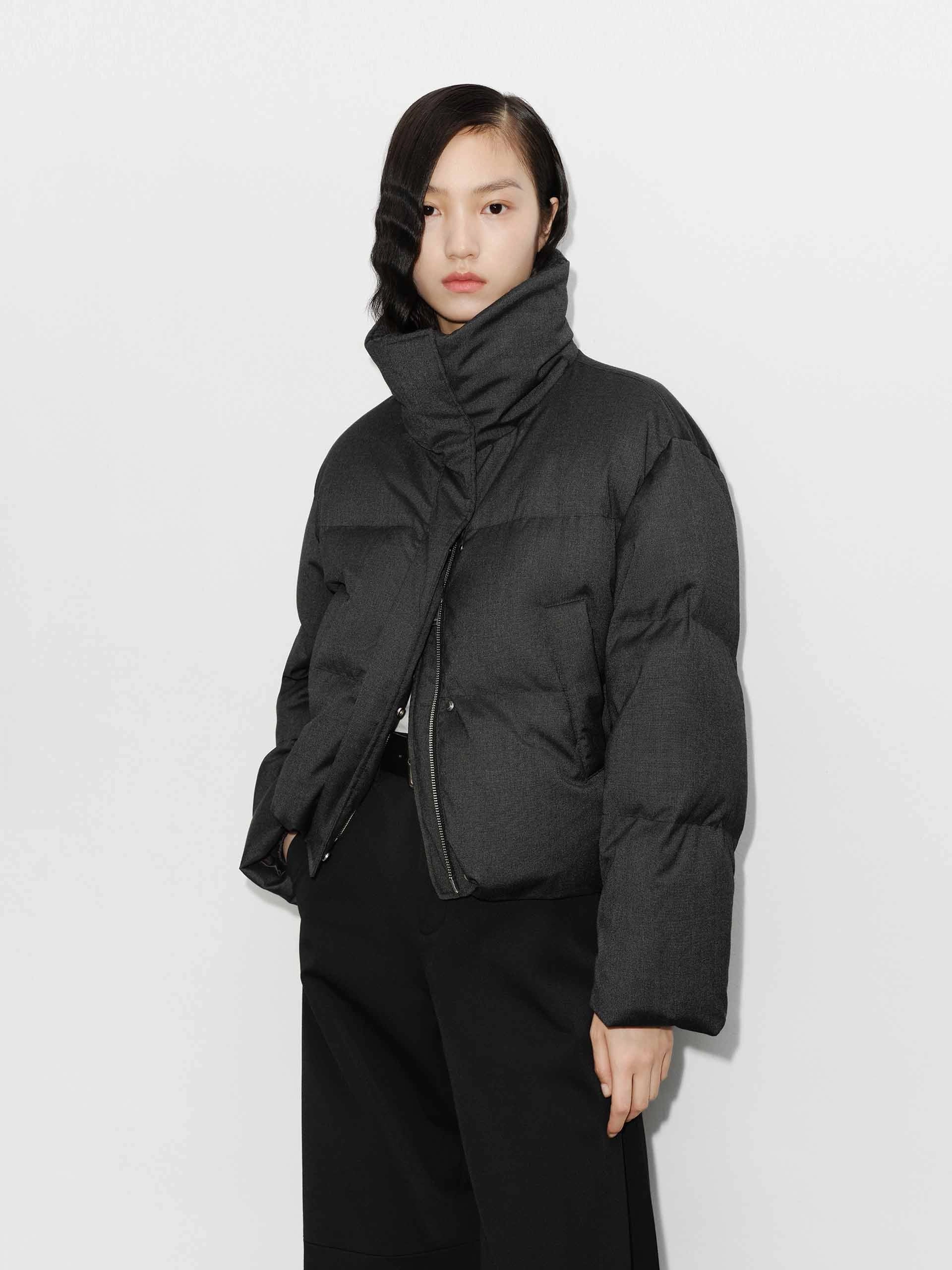 Stormproof Zipper Knitted Collar Quilted Jacket