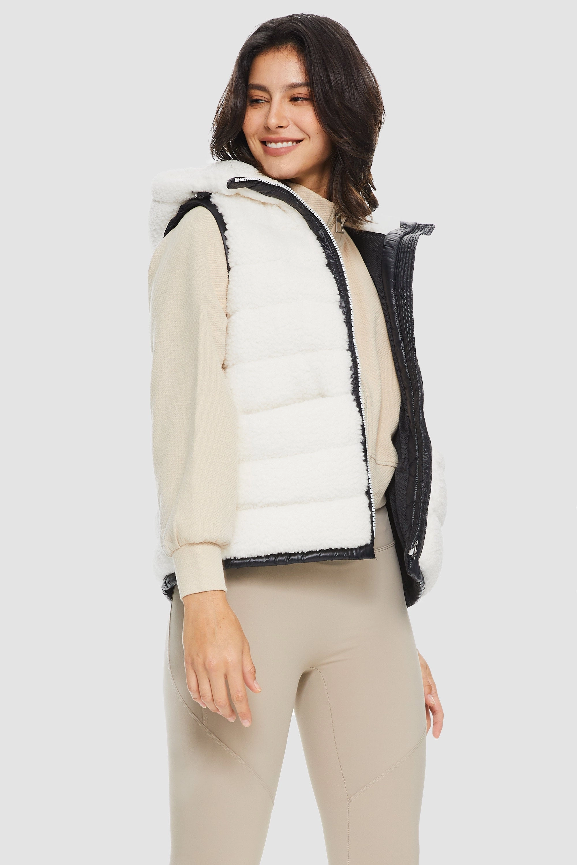 Hooded Fleece Down Vest Contentment