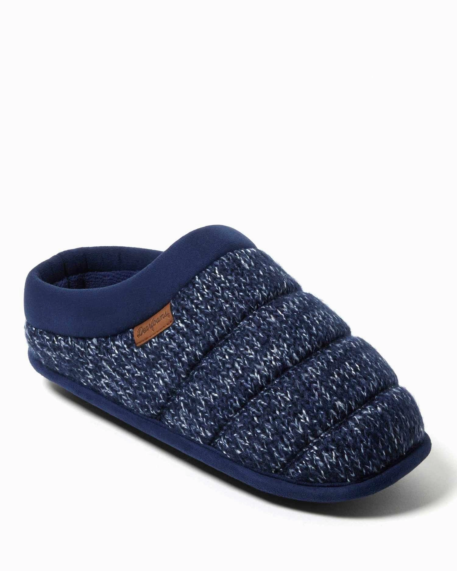 Dearfoams Men's Asher Marled Knit Clog House Slipper Space Saving