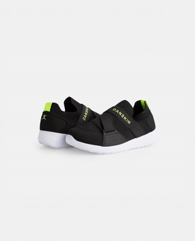 SyntheticLeather Girl's Elite Slip On Sneaker In Black/lime