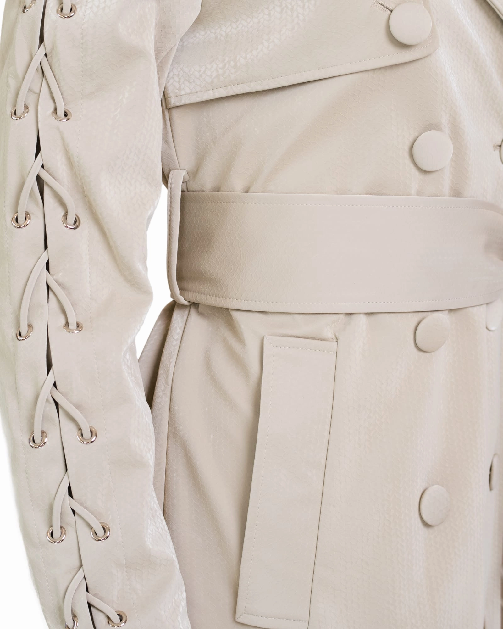 Lace-Up Trench Coat | Cream Functional Fashion suitable for offline stores