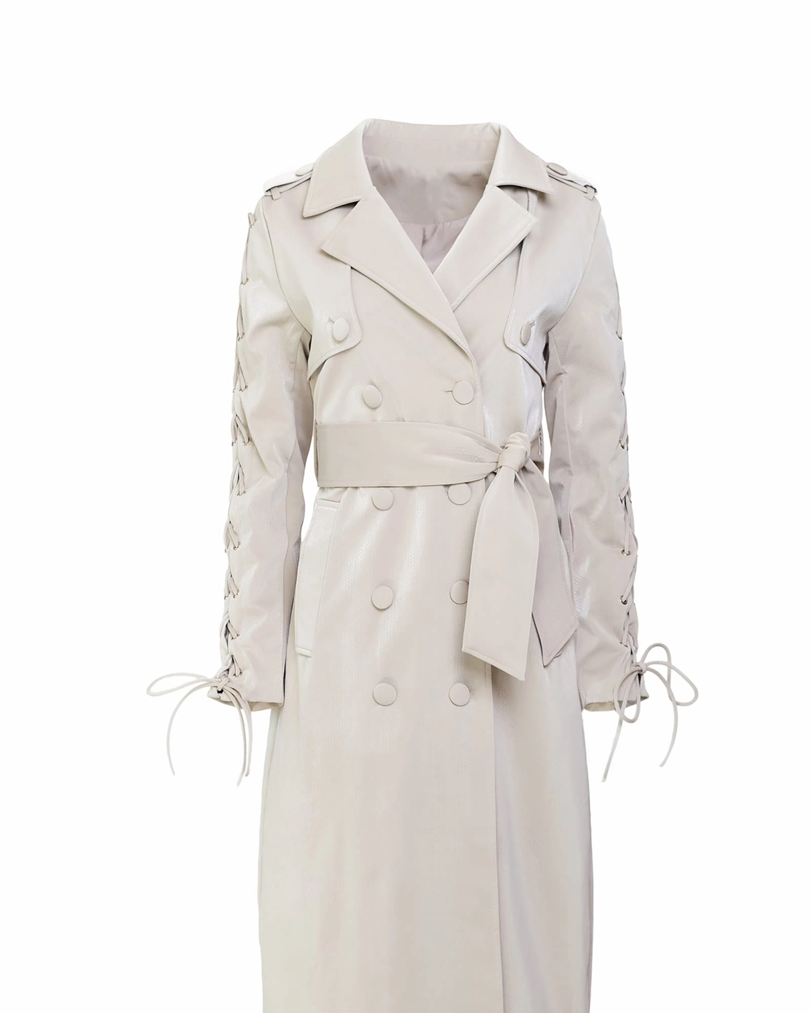 Lace-Up Trench Coat | Cream Gel