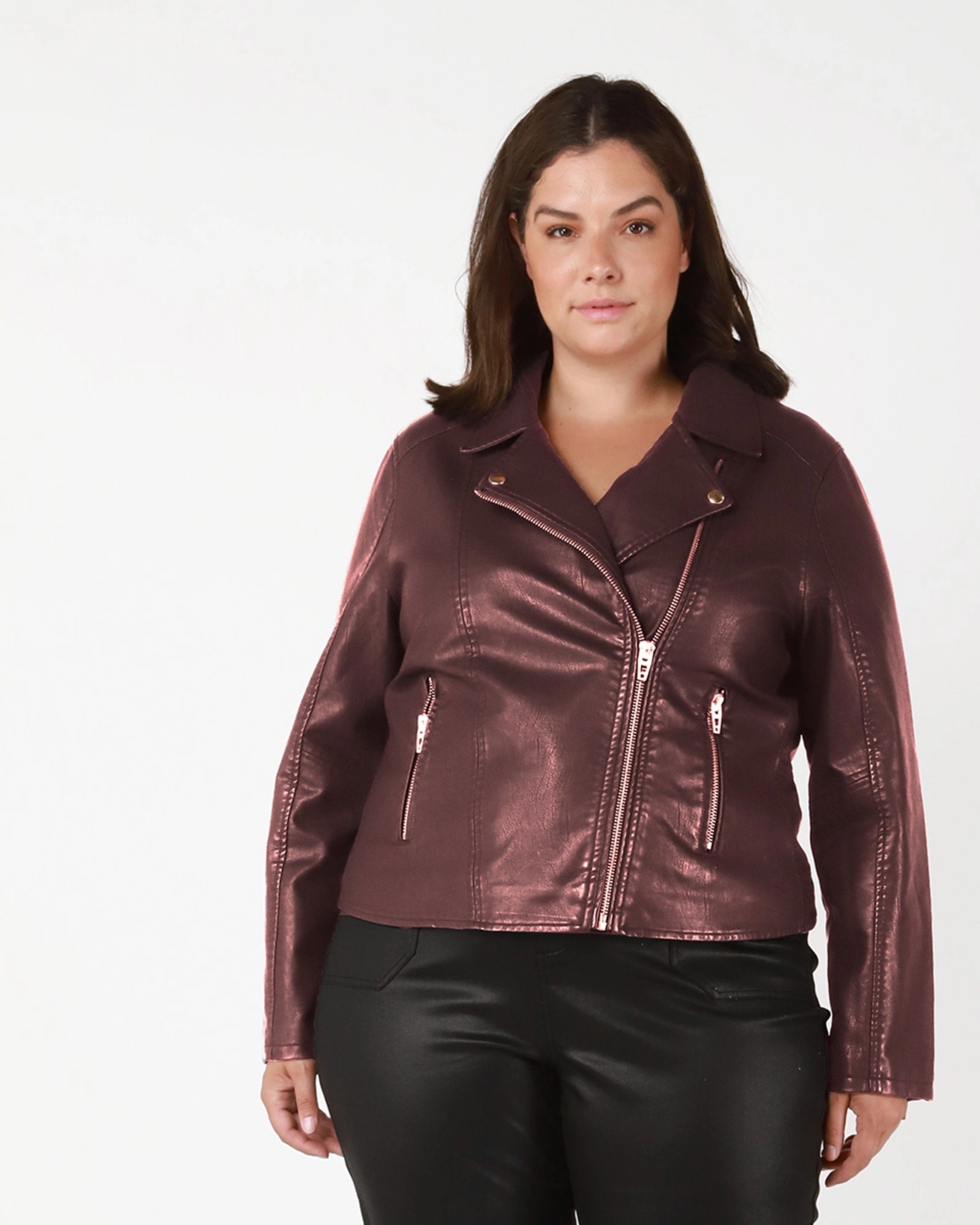 Landry Faux Leather Moto Jacket | Burgundy Journal Adjustable