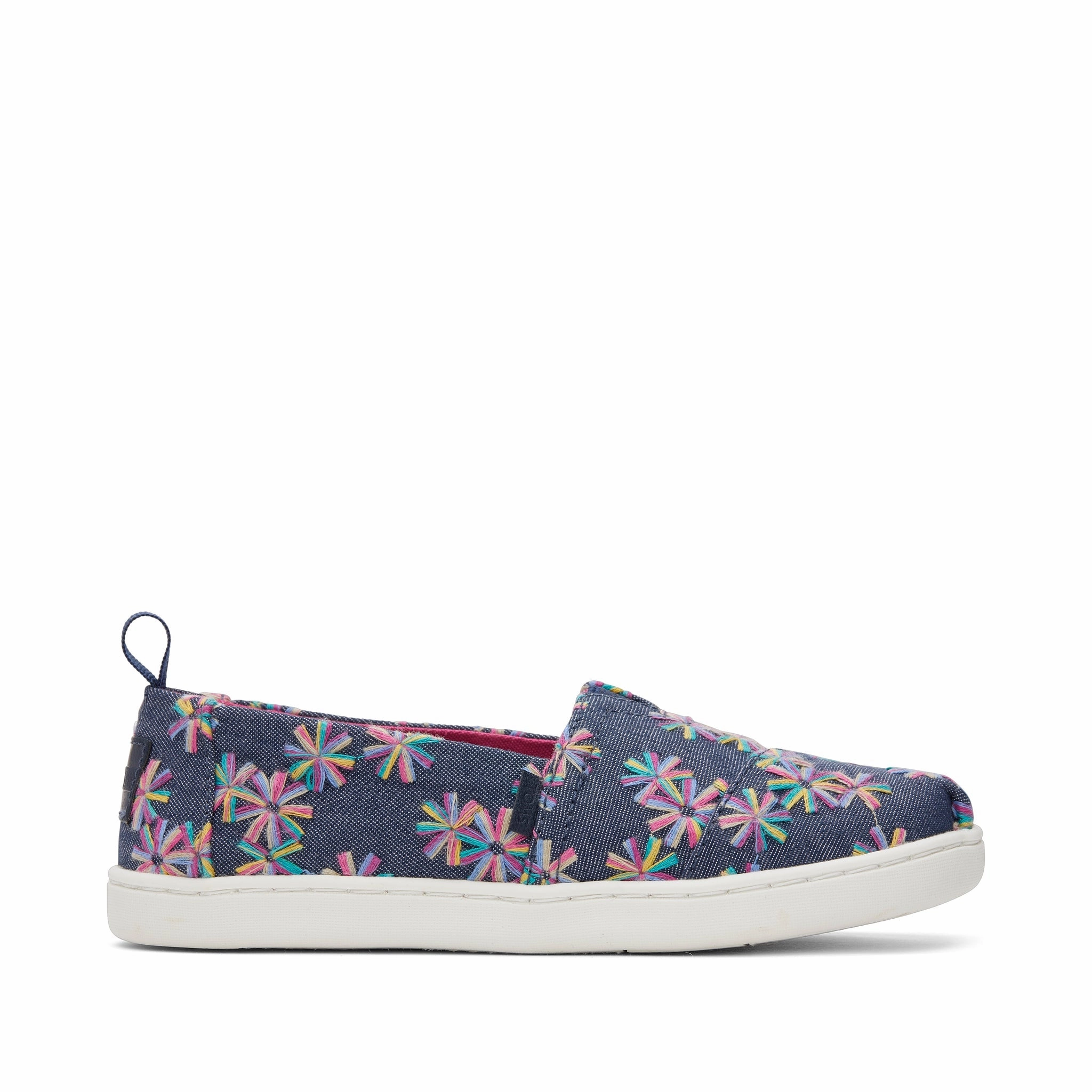Youth Alpargata Navy Embroidered Floral Kids Shoe Field Trip