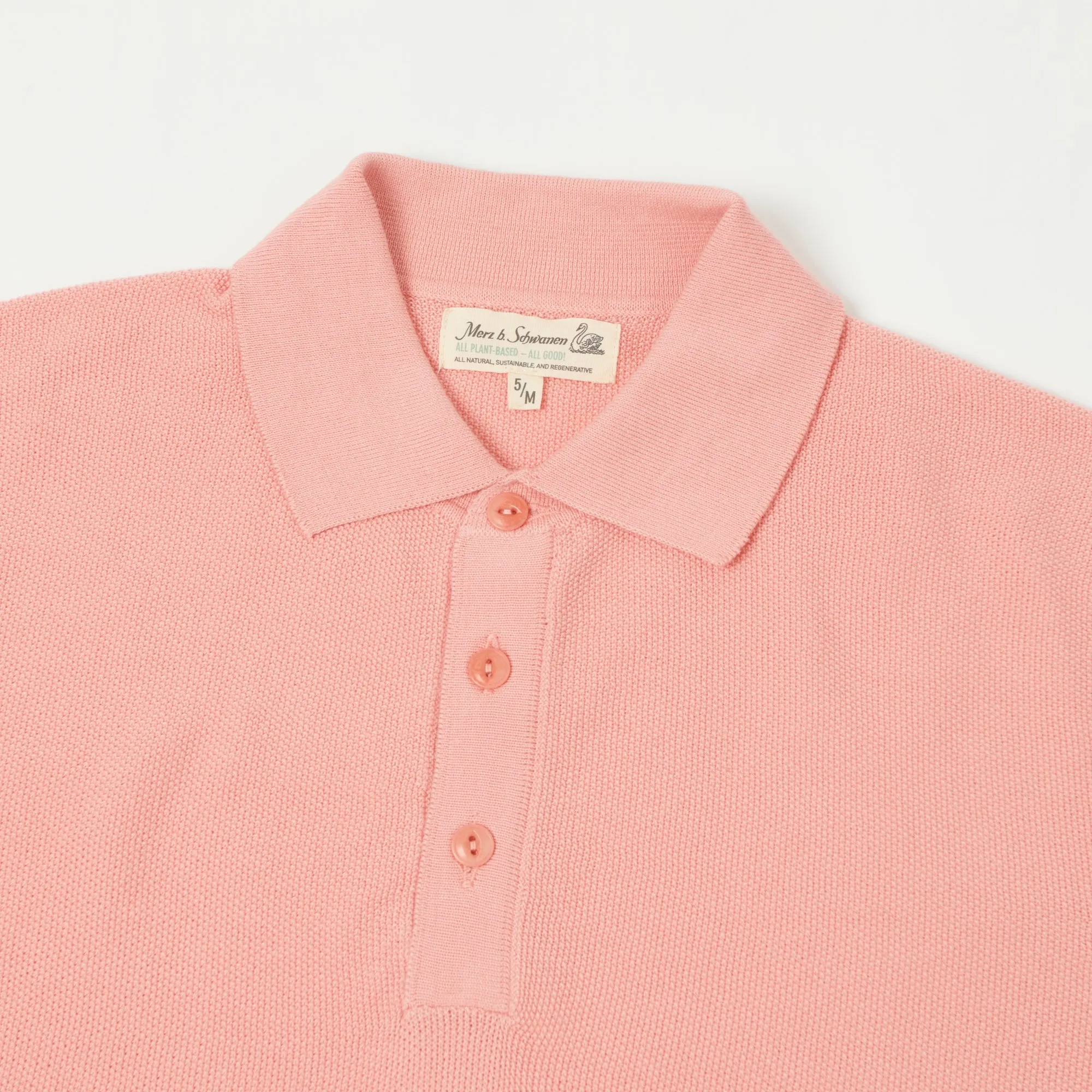Merz b. Schwanen 'Good Basics' Plant Based Pique Polo Shirt - Peach Quick Dry Layer Versatile Layering