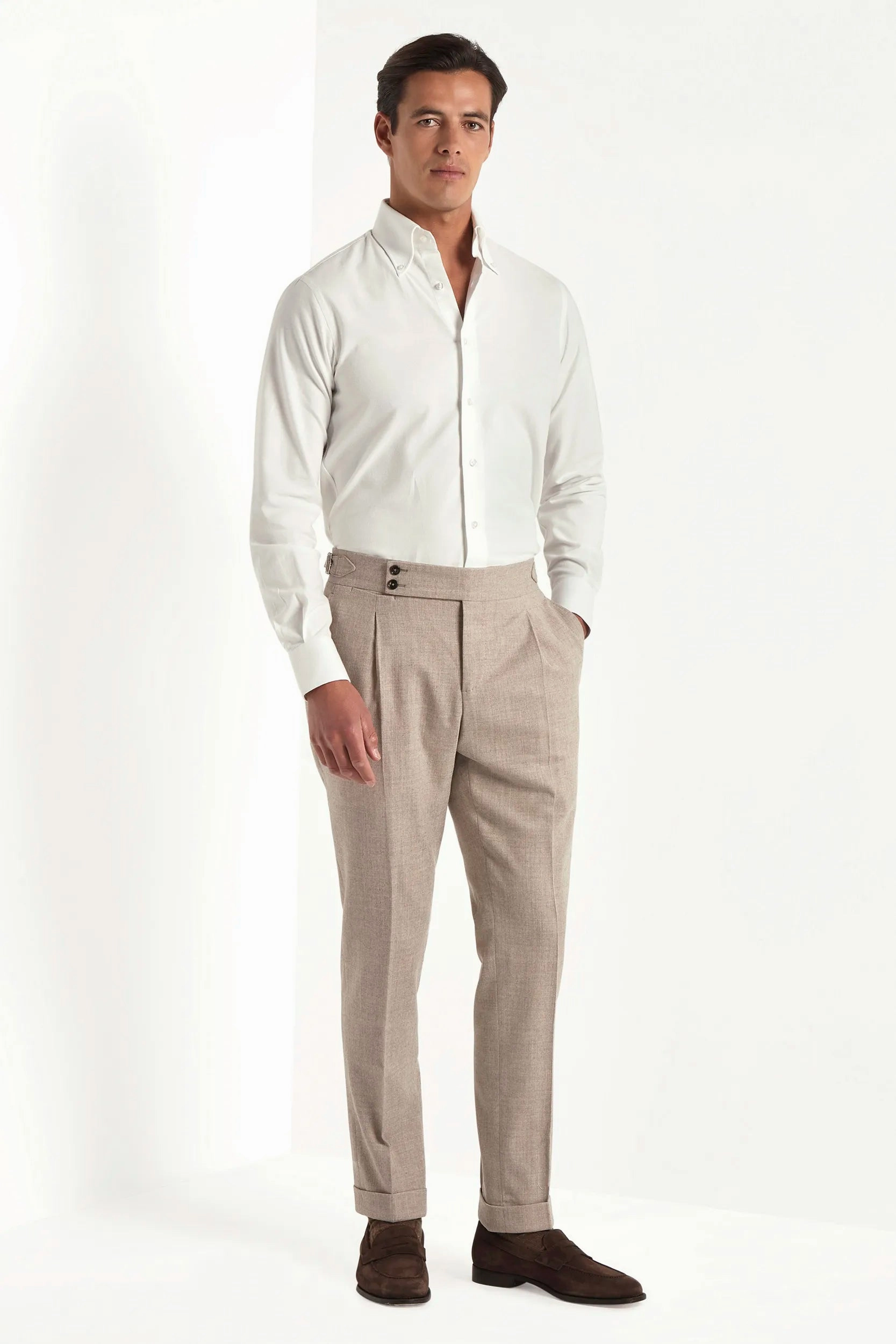 Active Comfort Wear Lightweight Fit Beige flannel Soragna trousers - Made in Italy