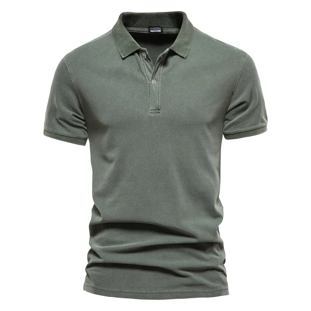 West Louis? 100% Cotton Casual Short Sleeve Turndown Polo Shirt Modern Fashion