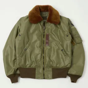 TOYS McCOY 'Type B-15C' Nylon Flight Jacket - Olive Moisture Wicking Inner Layer Stand Collar