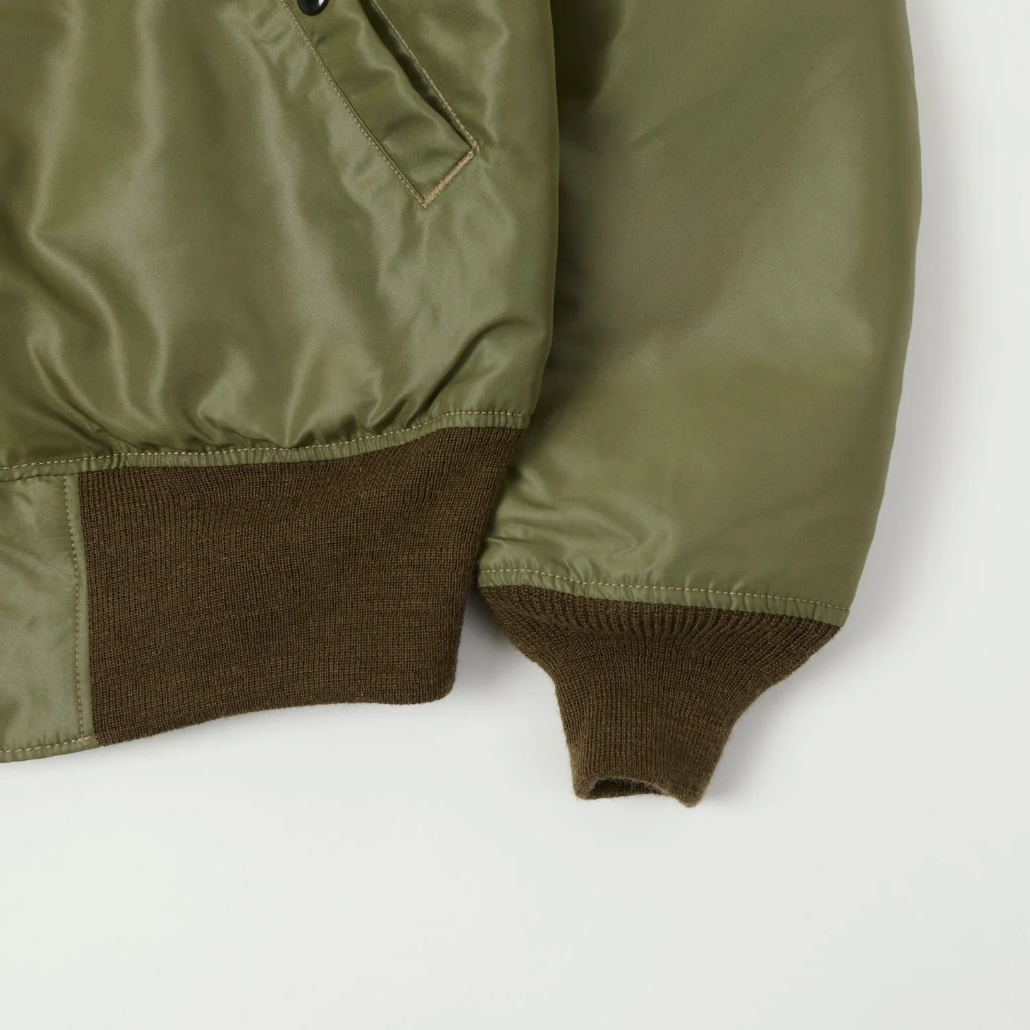 TOYS McCOY 'Type B-15C' Nylon Flight Jacket - Olive Embellished Trim Four Way Stretch Material